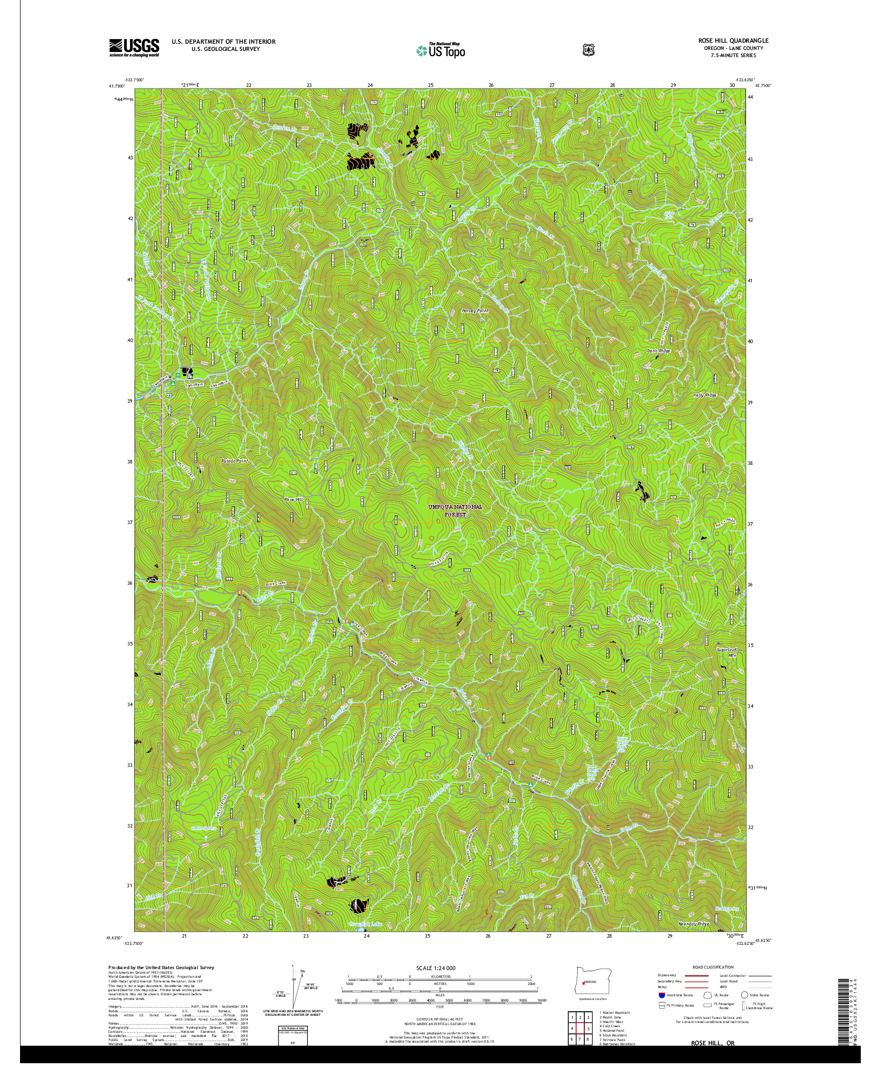 USGS US TOPO 7.5-MINUTE MAP FOR ROSE HILL, OR 2020