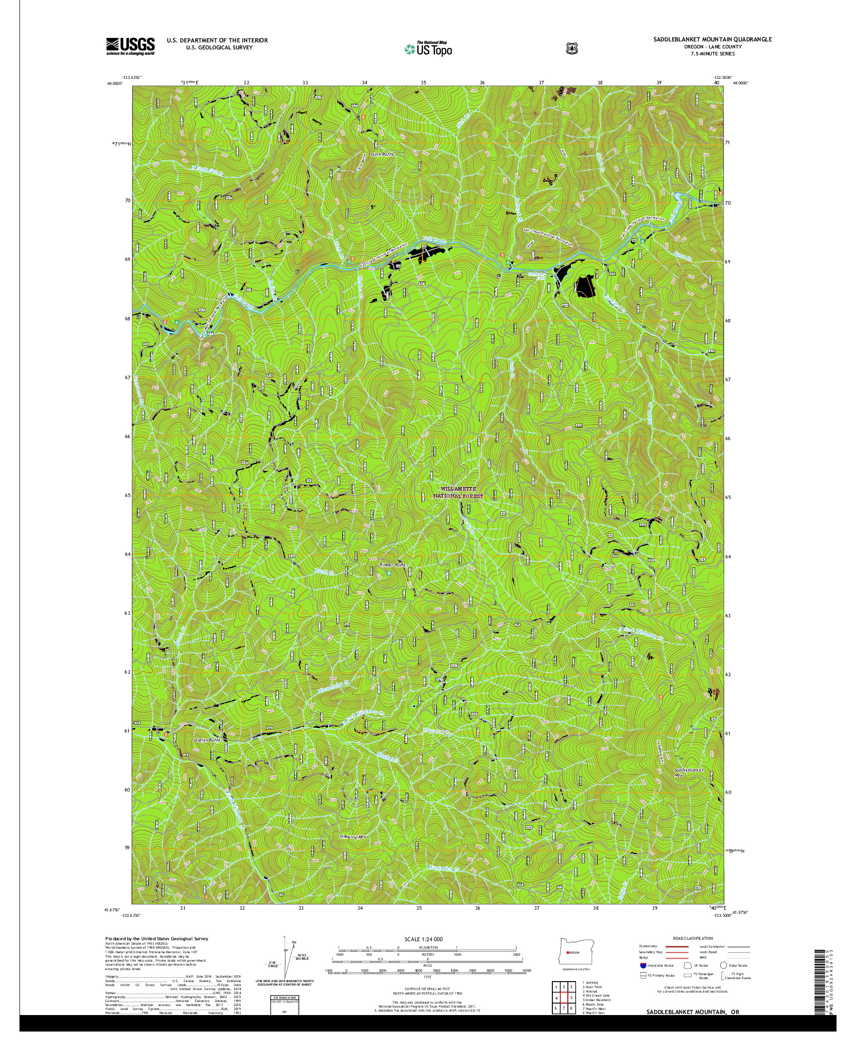 USGS US TOPO 7.5-MINUTE MAP FOR SADDLEBLANKET MOUNTAIN, OR 2020
