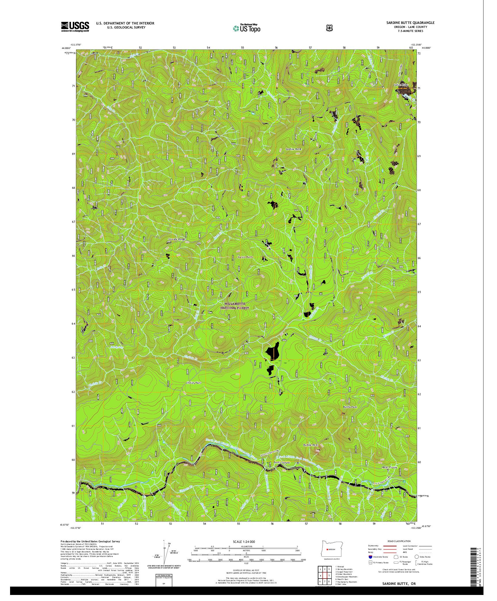 USGS US TOPO 7.5-MINUTE MAP FOR SARDINE BUTTE, OR 2020