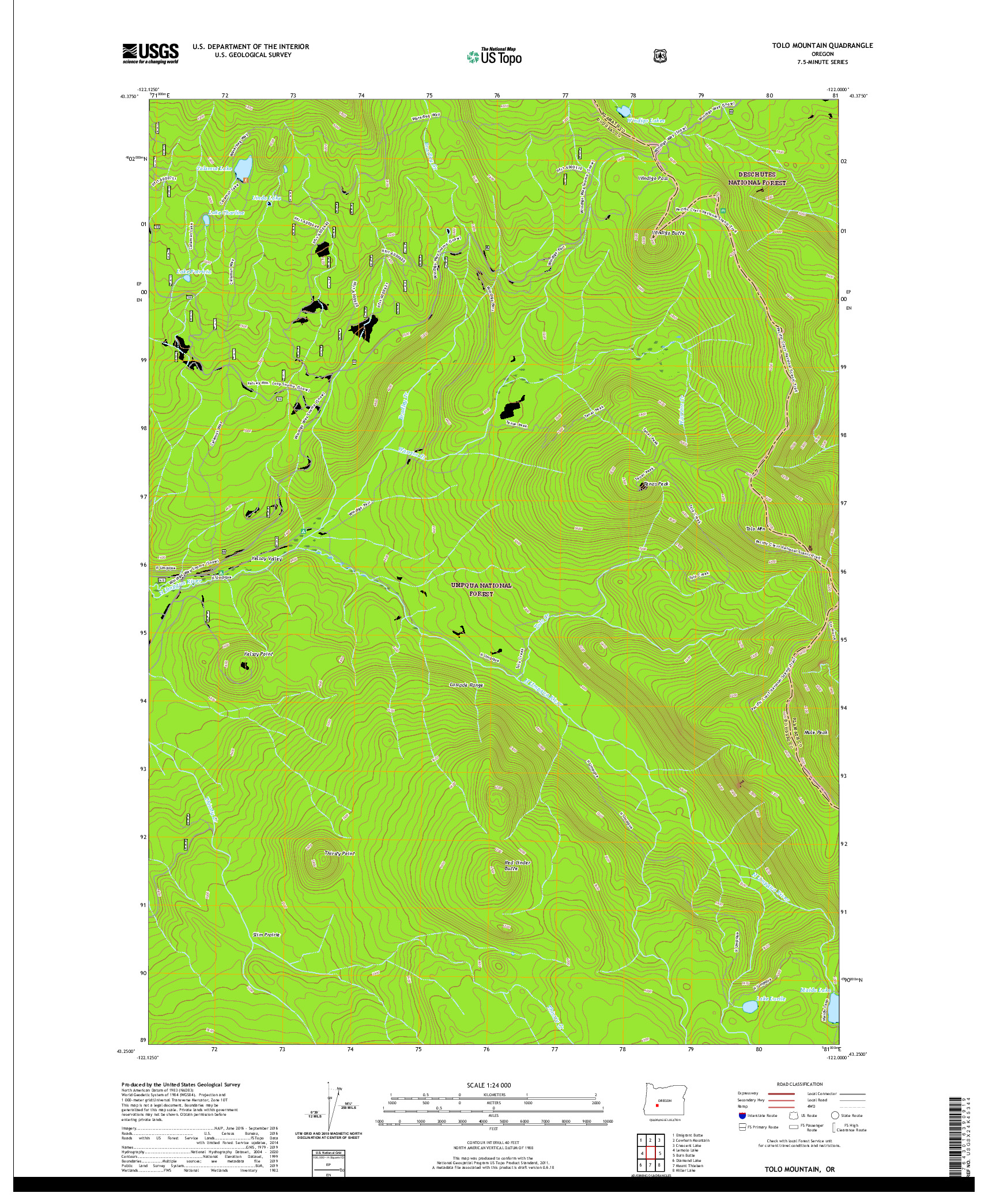 USGS US TOPO 7.5-MINUTE MAP FOR TOLO MOUNTAIN, OR 2020