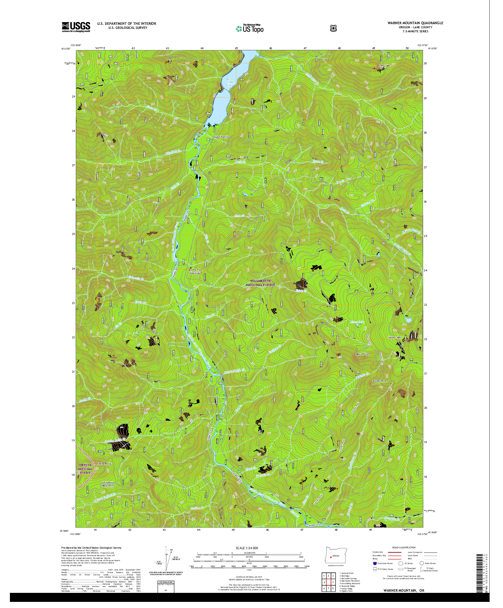 USGS US TOPO 7.5-MINUTE MAP FOR WARNER MOUNTAIN, OR 2020