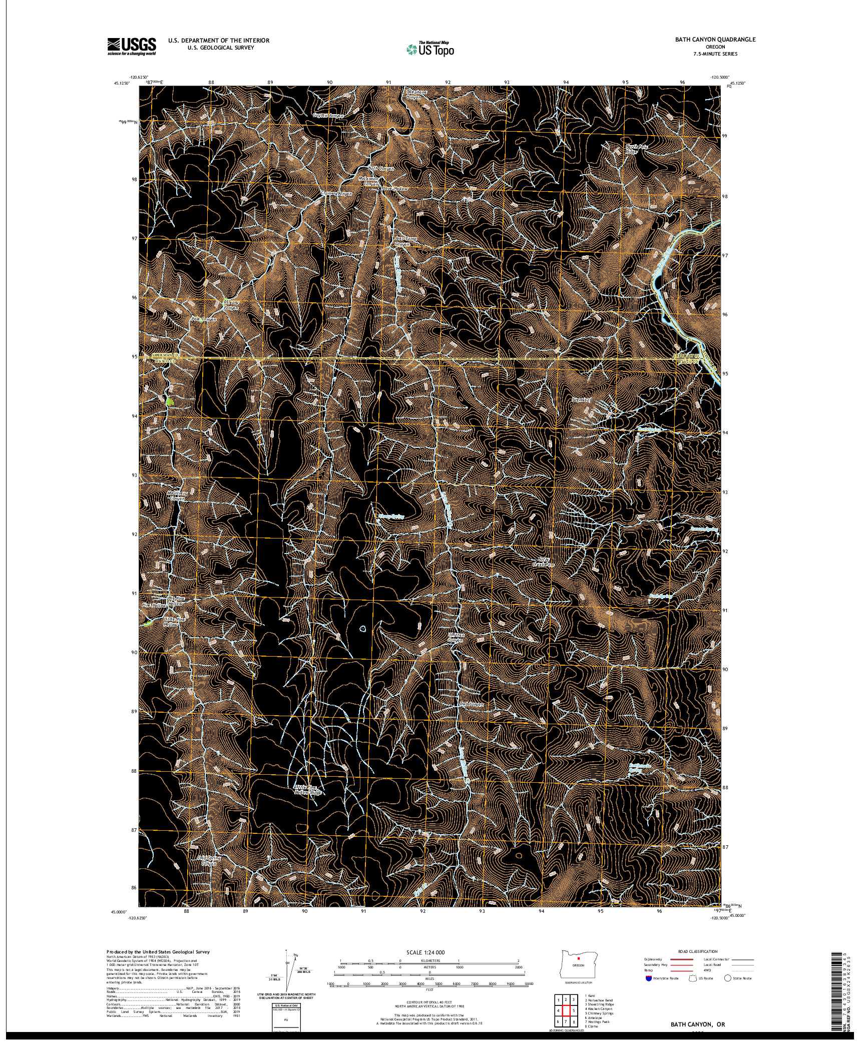 USGS US TOPO 7.5-MINUTE MAP FOR BATH CANYON, OR 2020