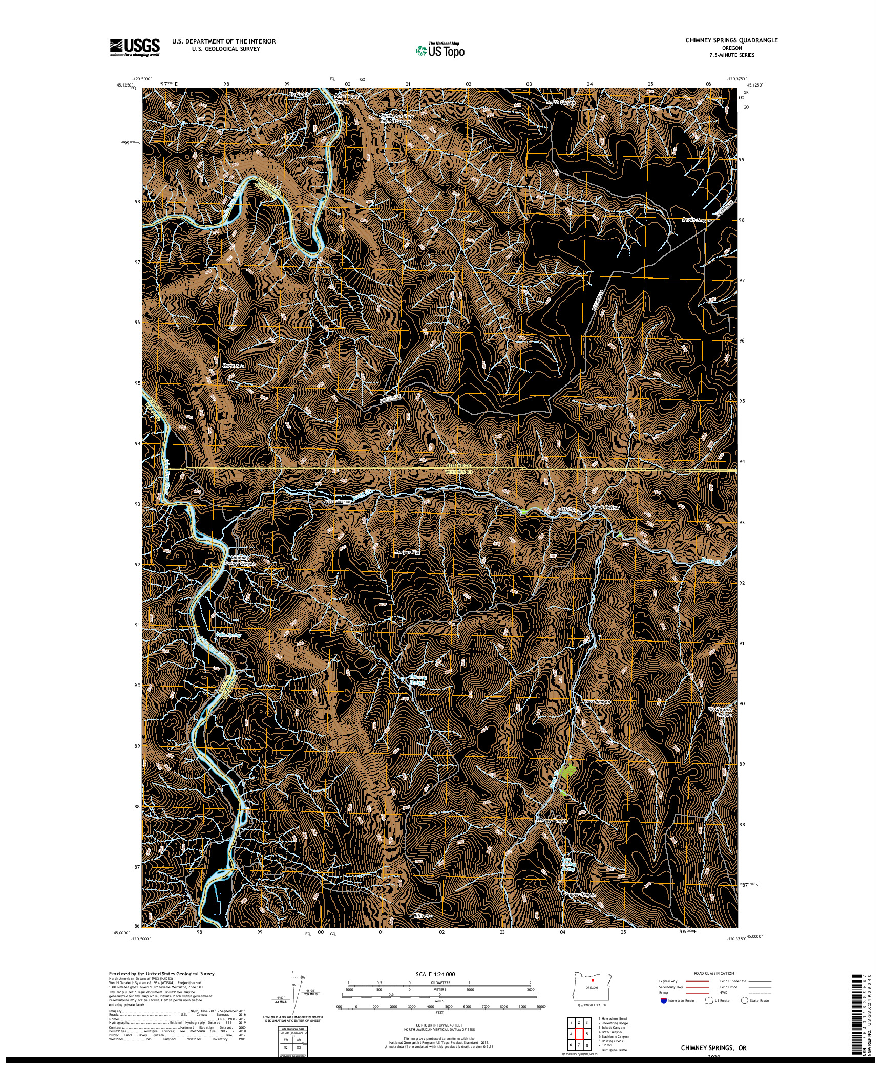 USGS US TOPO 7.5-MINUTE MAP FOR CHIMNEY SPRINGS, OR 2020