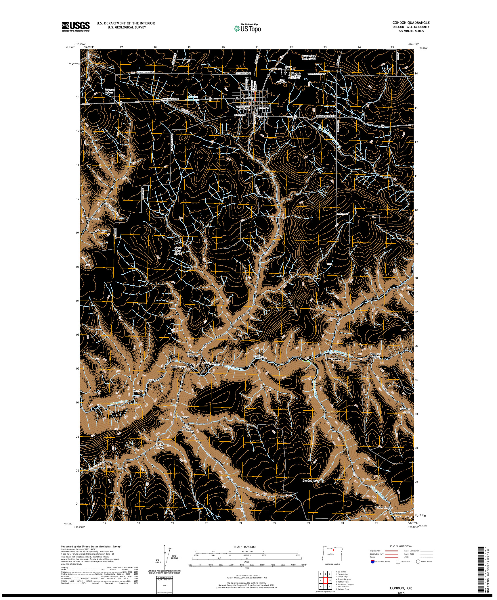 USGS US TOPO 7.5-MINUTE MAP FOR CONDON, OR 2020