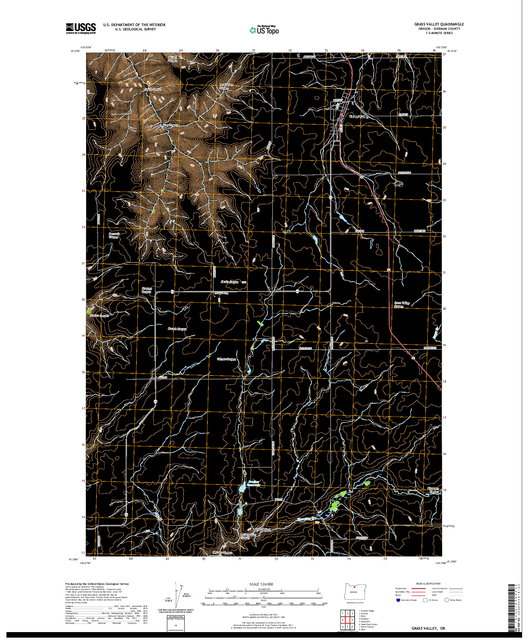 USGS US TOPO 7.5-MINUTE MAP FOR GRASS VALLEY, OR 2020