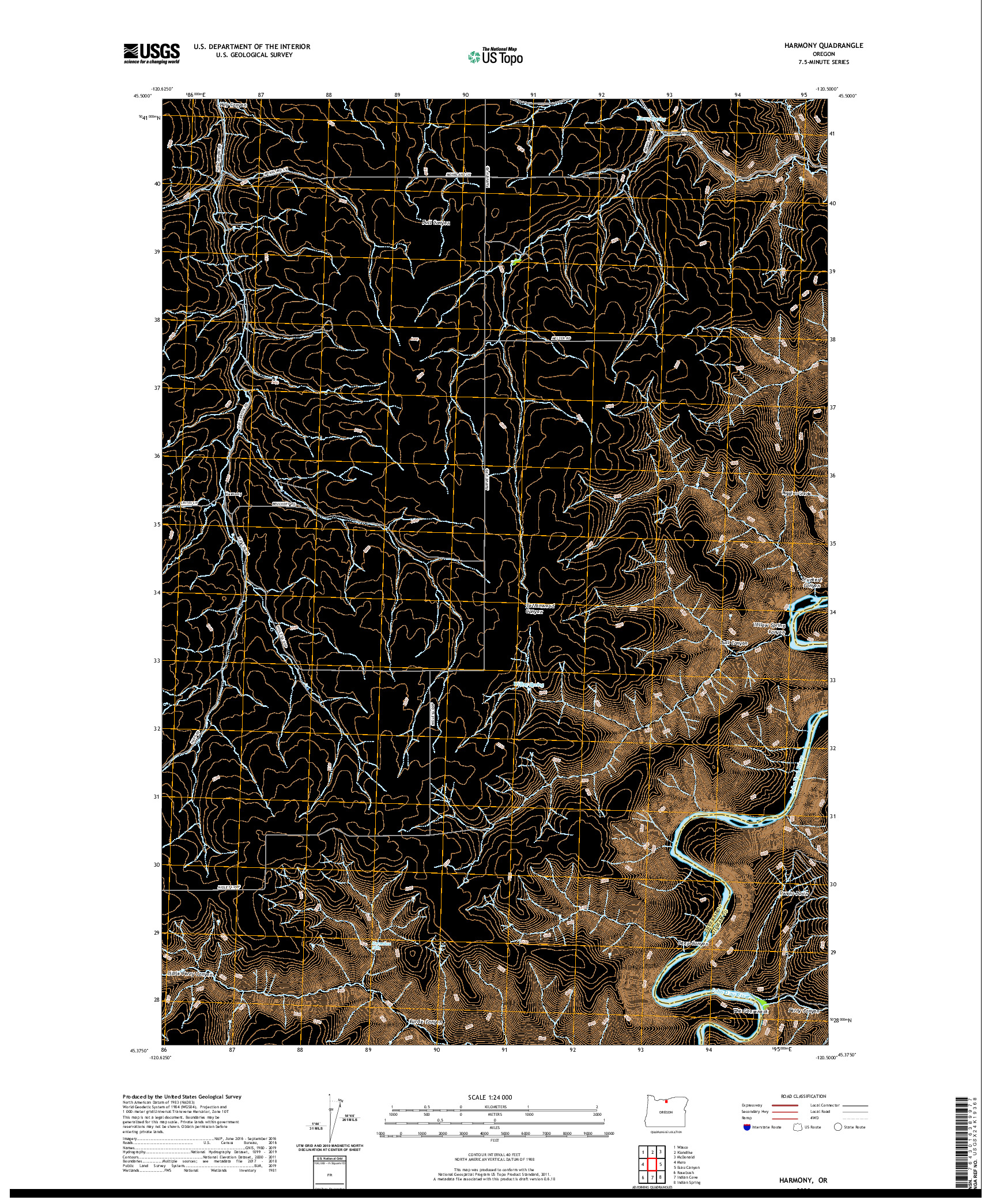 USGS US TOPO 7.5-MINUTE MAP FOR HARMONY, OR 2020