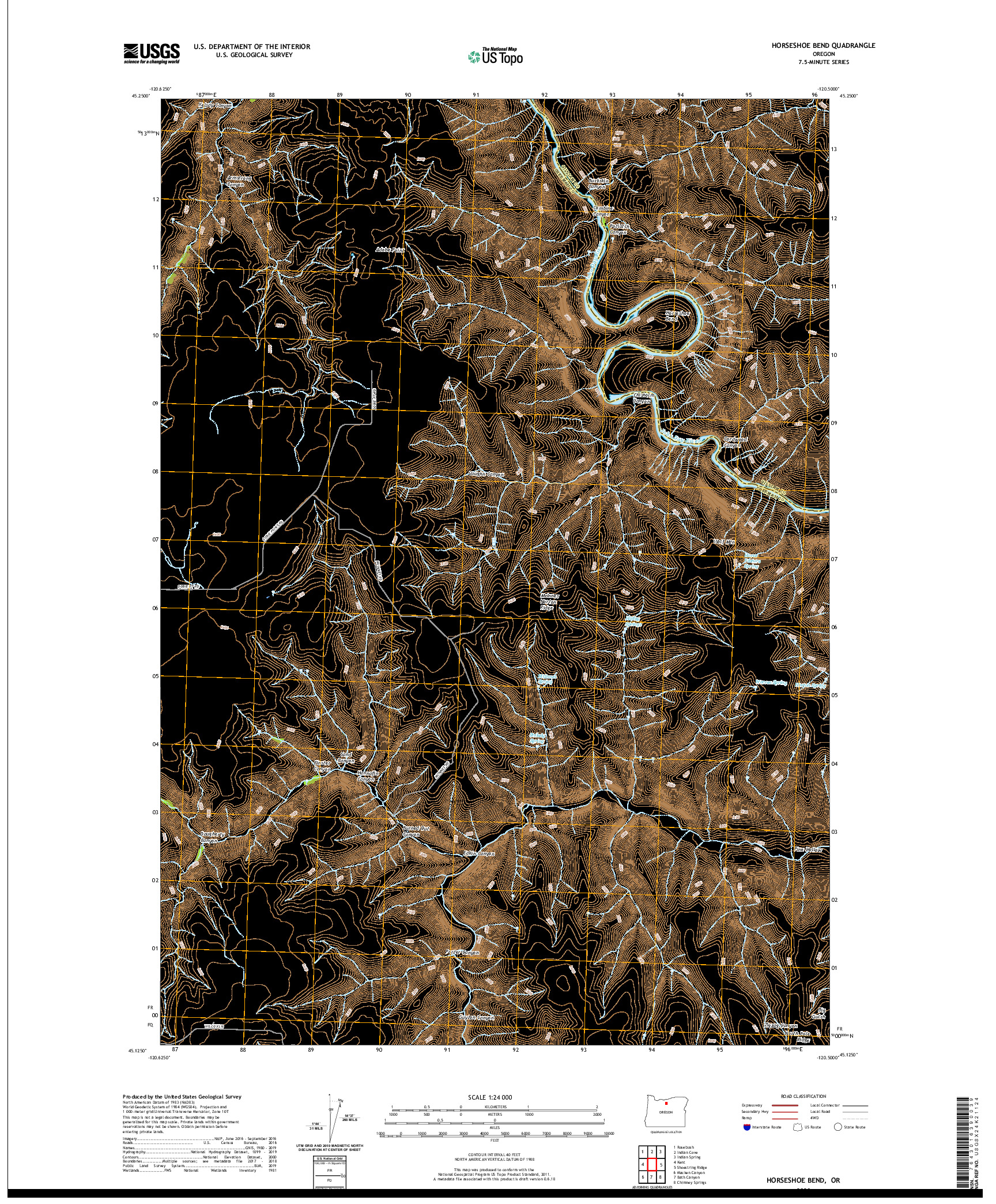 USGS US TOPO 7.5-MINUTE MAP FOR HORSESHOE BEND, OR 2020