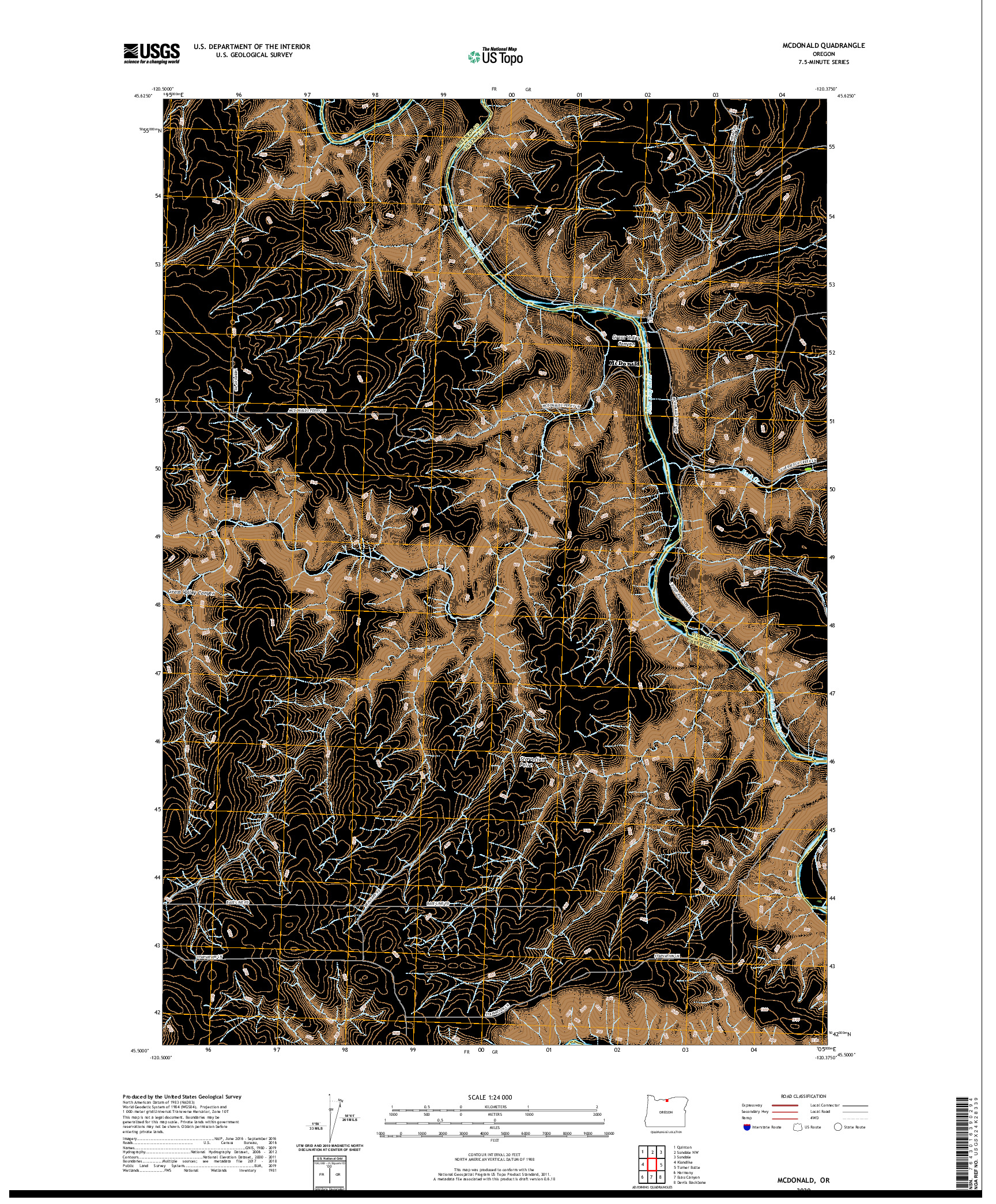 USGS US TOPO 7.5-MINUTE MAP FOR MCDONALD, OR 2020