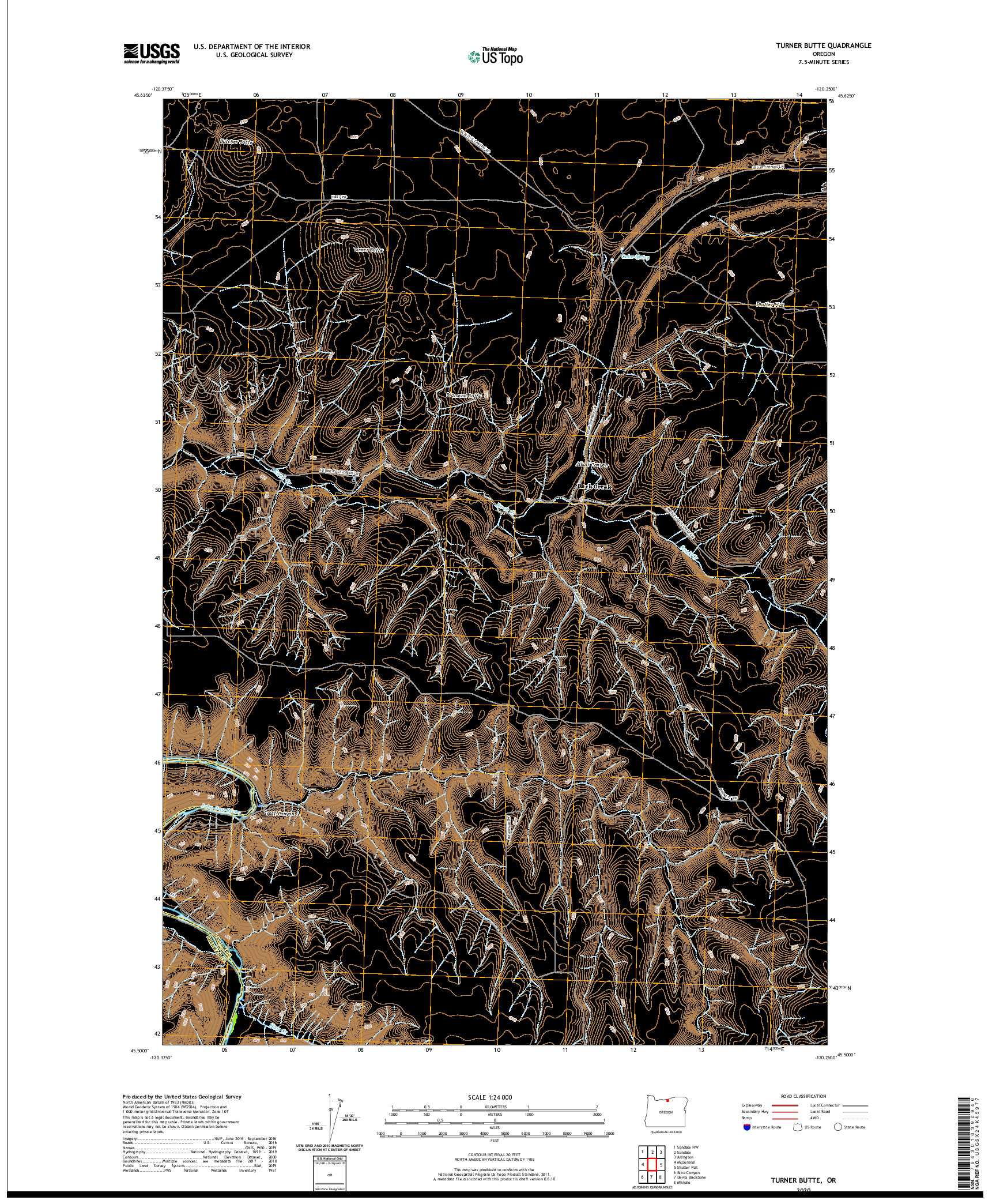 USGS US TOPO 7.5-MINUTE MAP FOR TURNER BUTTE, OR 2020