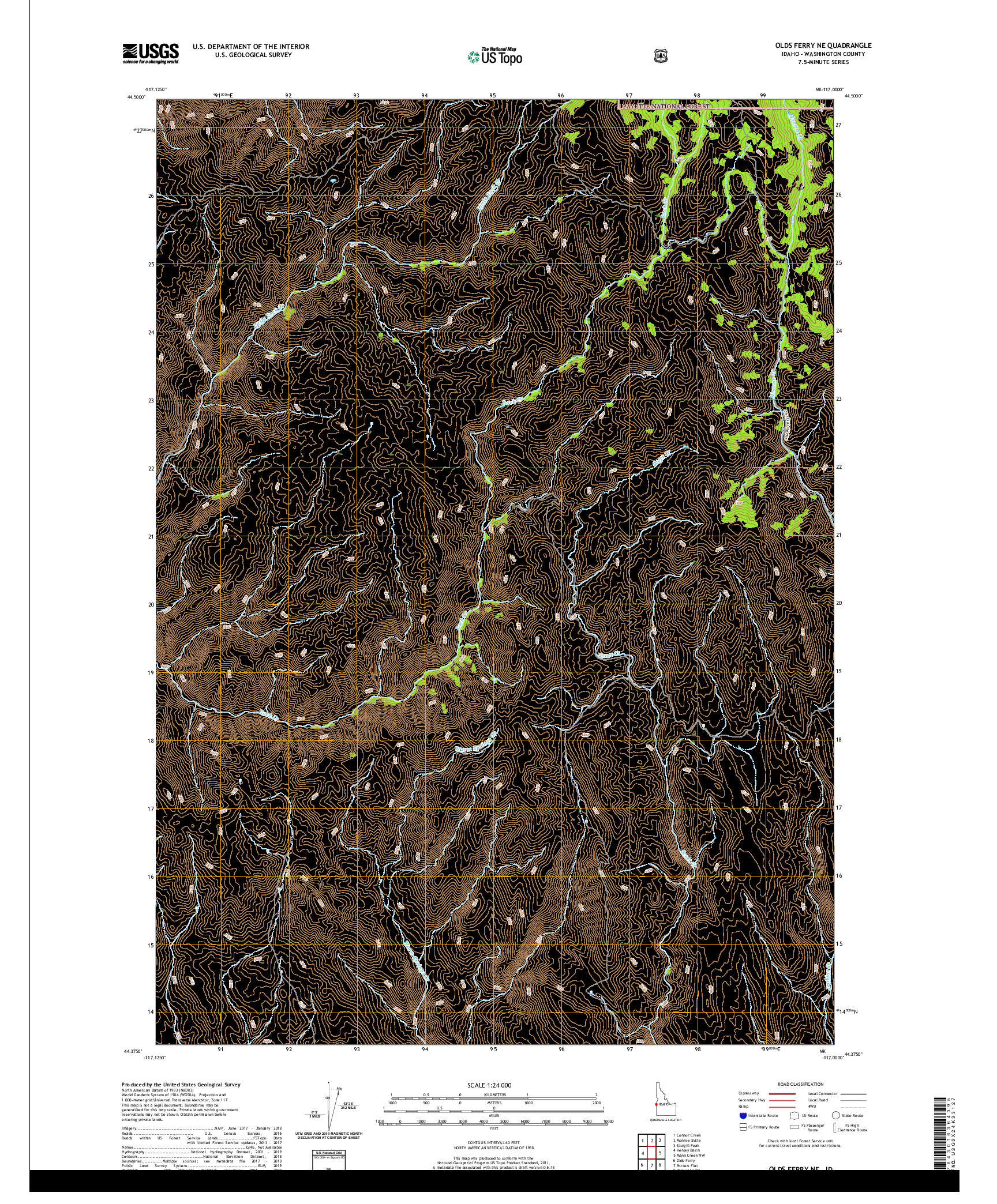 USGS US TOPO 7.5-MINUTE MAP FOR OLDS FERRY NE, ID 2020