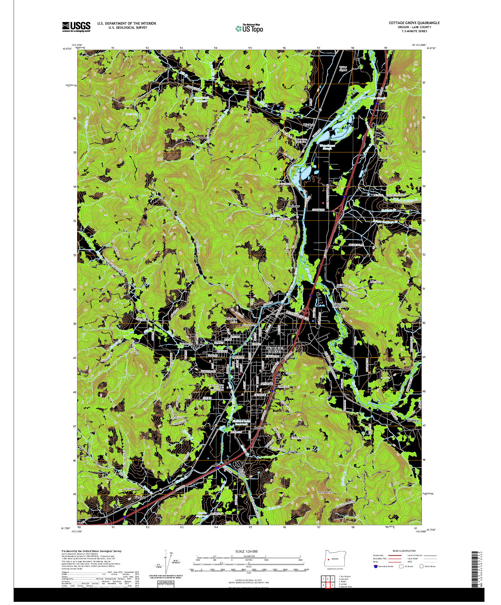 USGS US TOPO 7.5-MINUTE MAP FOR COTTAGE GROVE, OR 2020