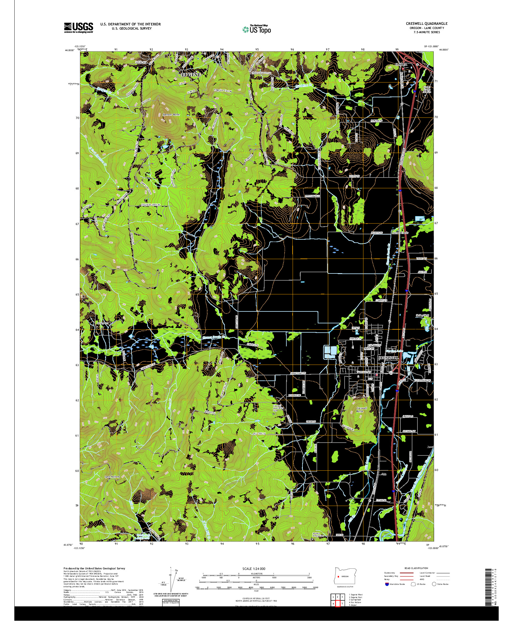 USGS US TOPO 7.5-MINUTE MAP FOR CRESWELL, OR 2020