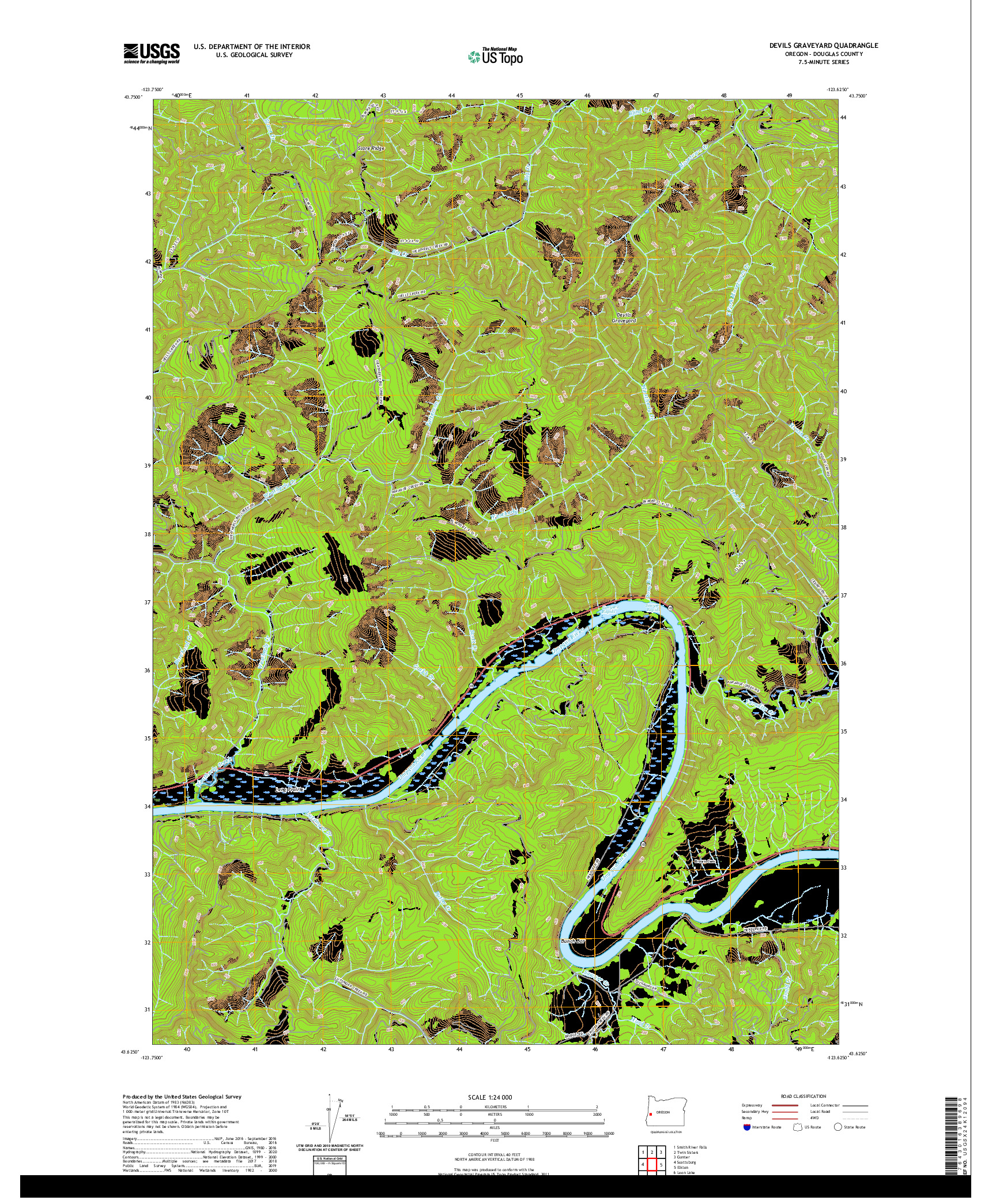 USGS US TOPO 7.5-MINUTE MAP FOR DEVILS GRAVEYARD, OR 2020