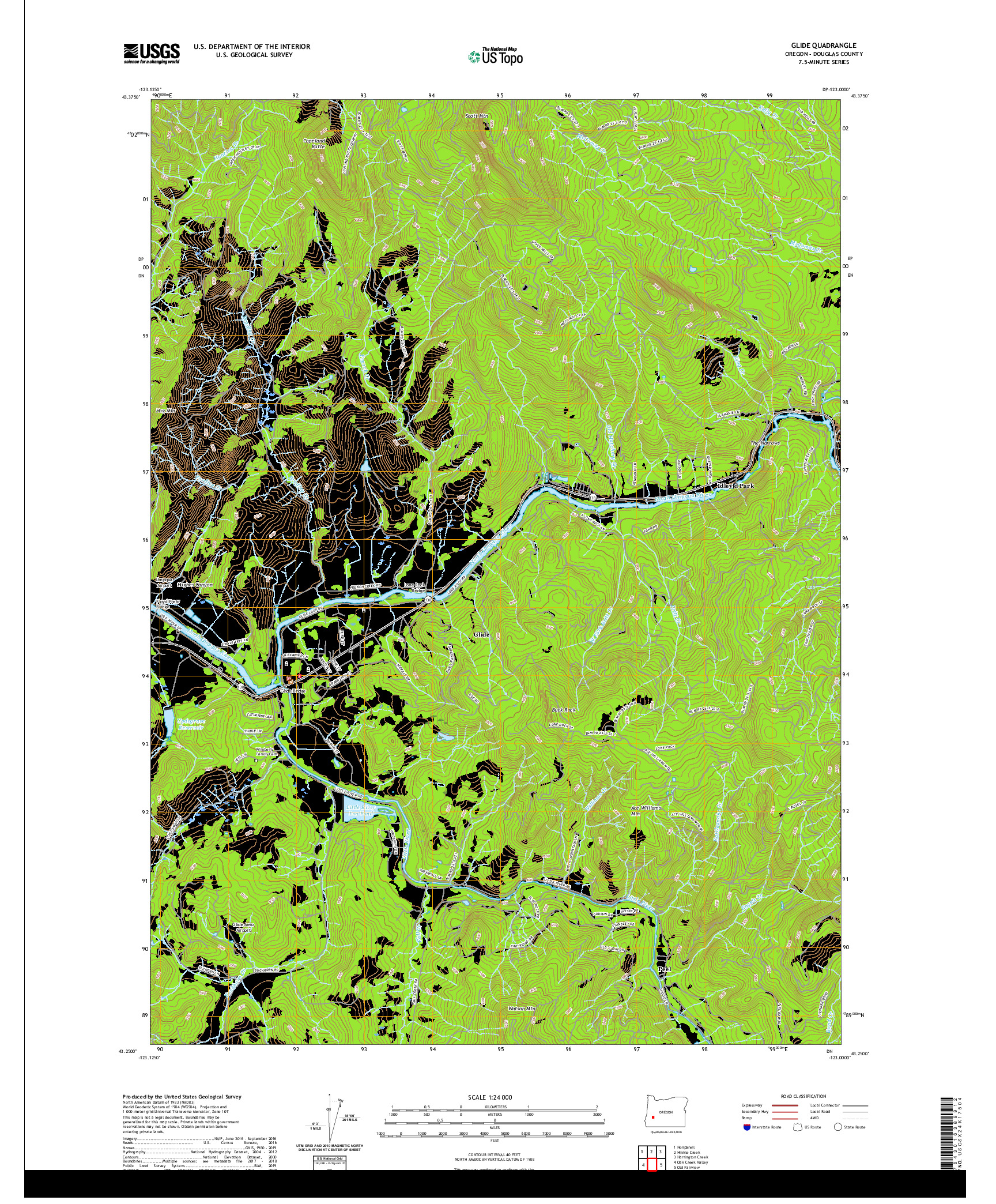 USGS US TOPO 7.5-MINUTE MAP FOR GLIDE, OR 2020