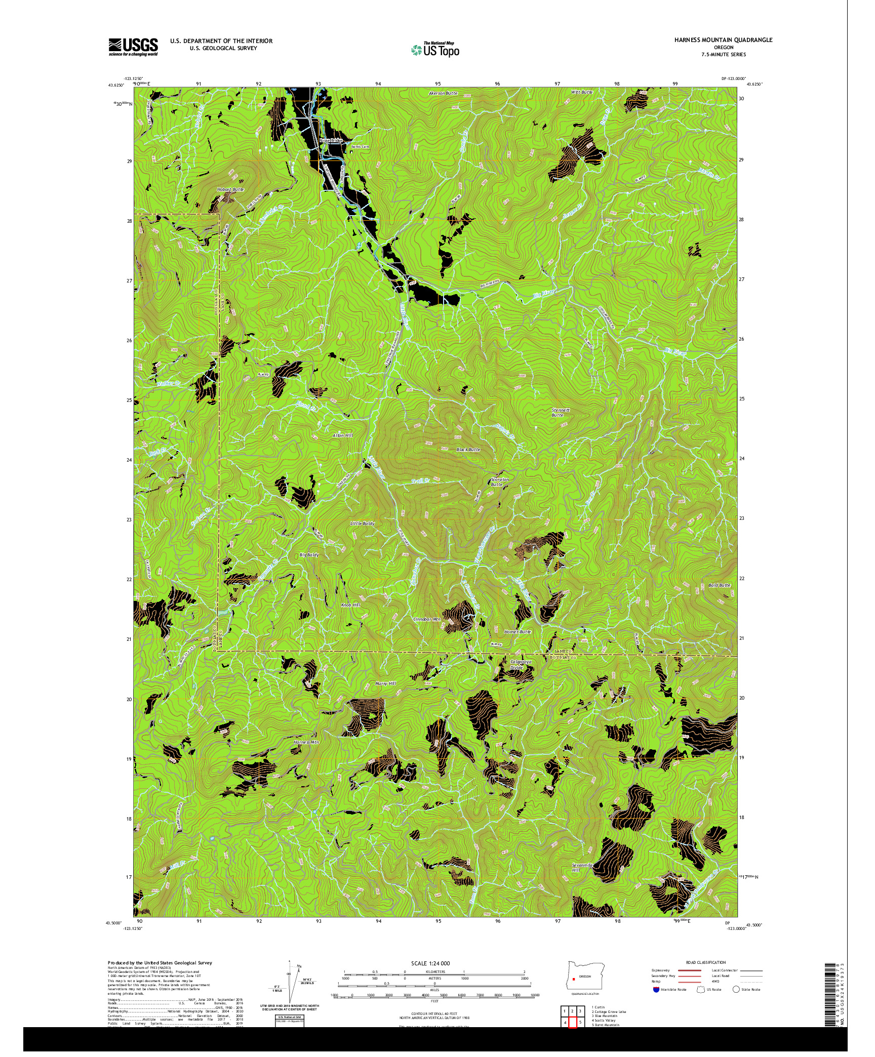 USGS US TOPO 7.5-MINUTE MAP FOR HARNESS MOUNTAIN, OR 2020