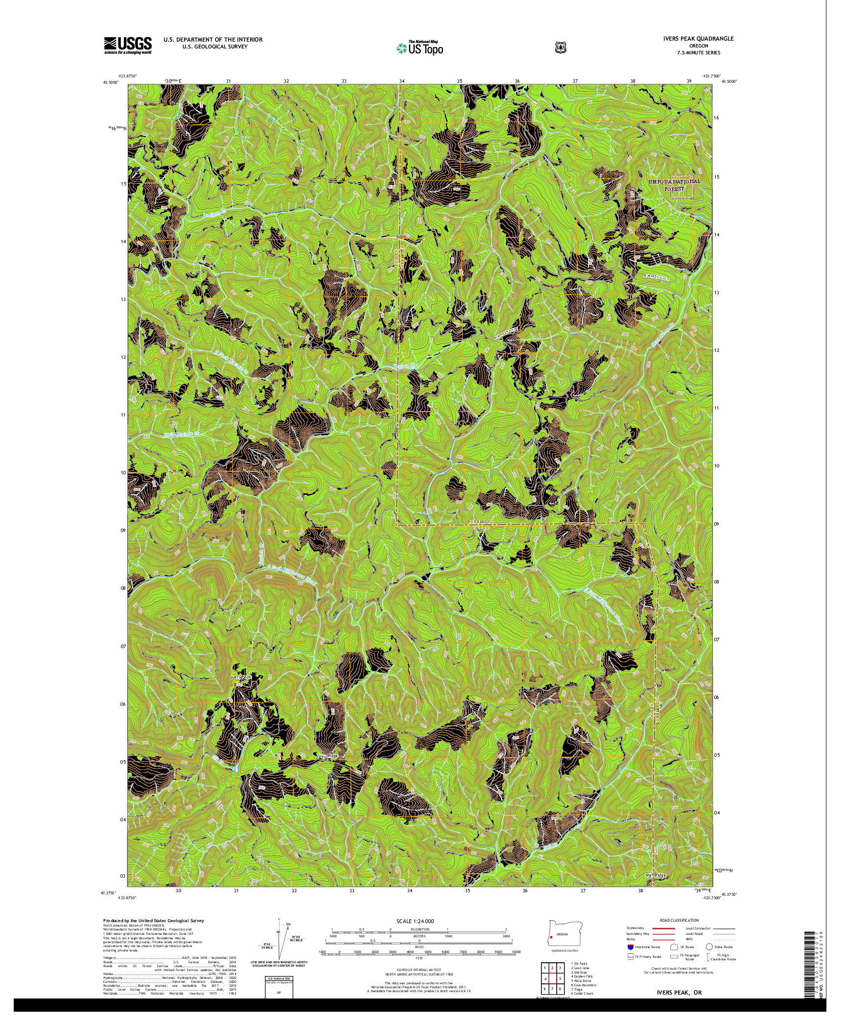 USGS US TOPO 7.5-MINUTE MAP FOR IVERS PEAK, OR 2020