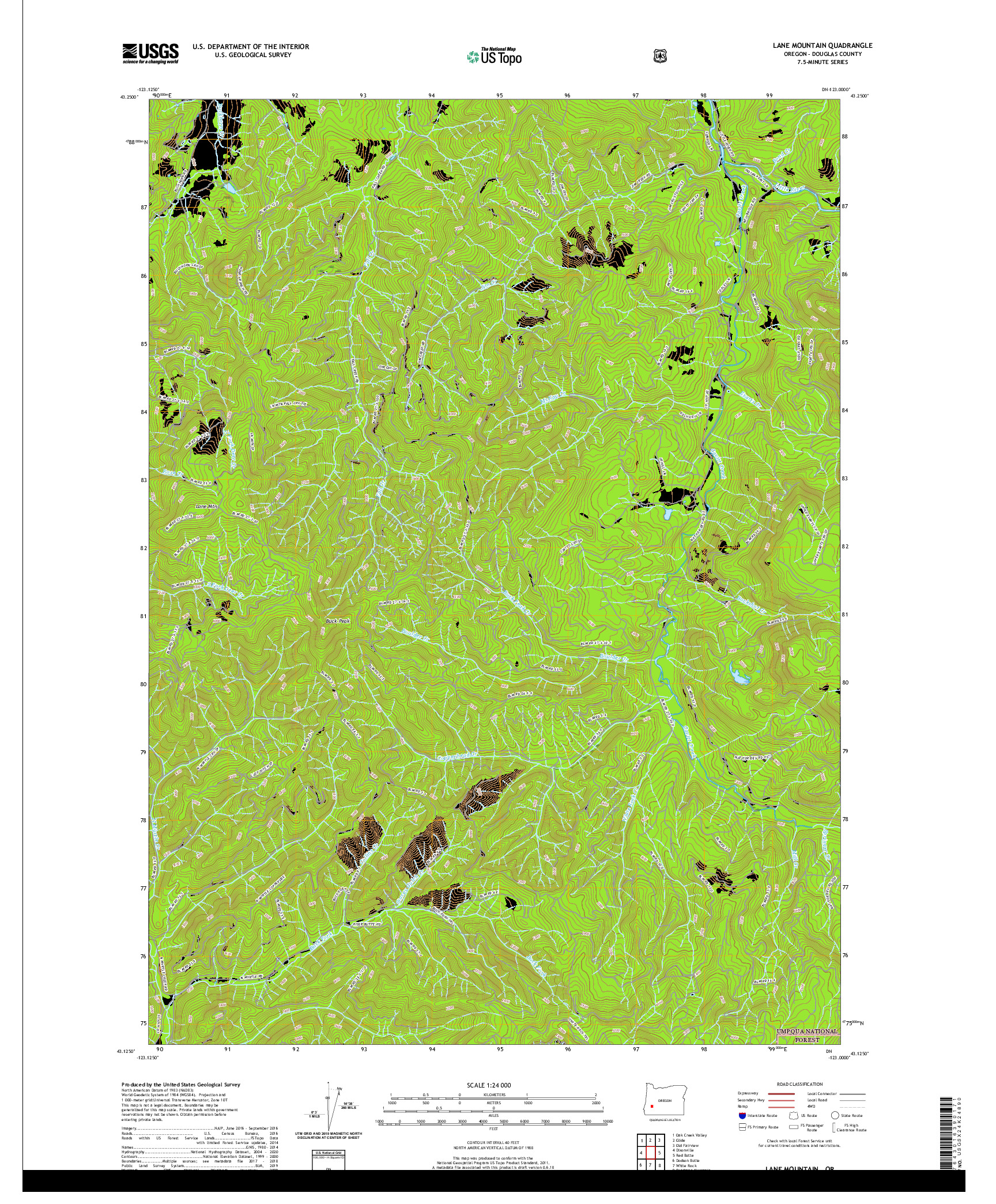USGS US TOPO 7.5-MINUTE MAP FOR LANE MOUNTAIN, OR 2020