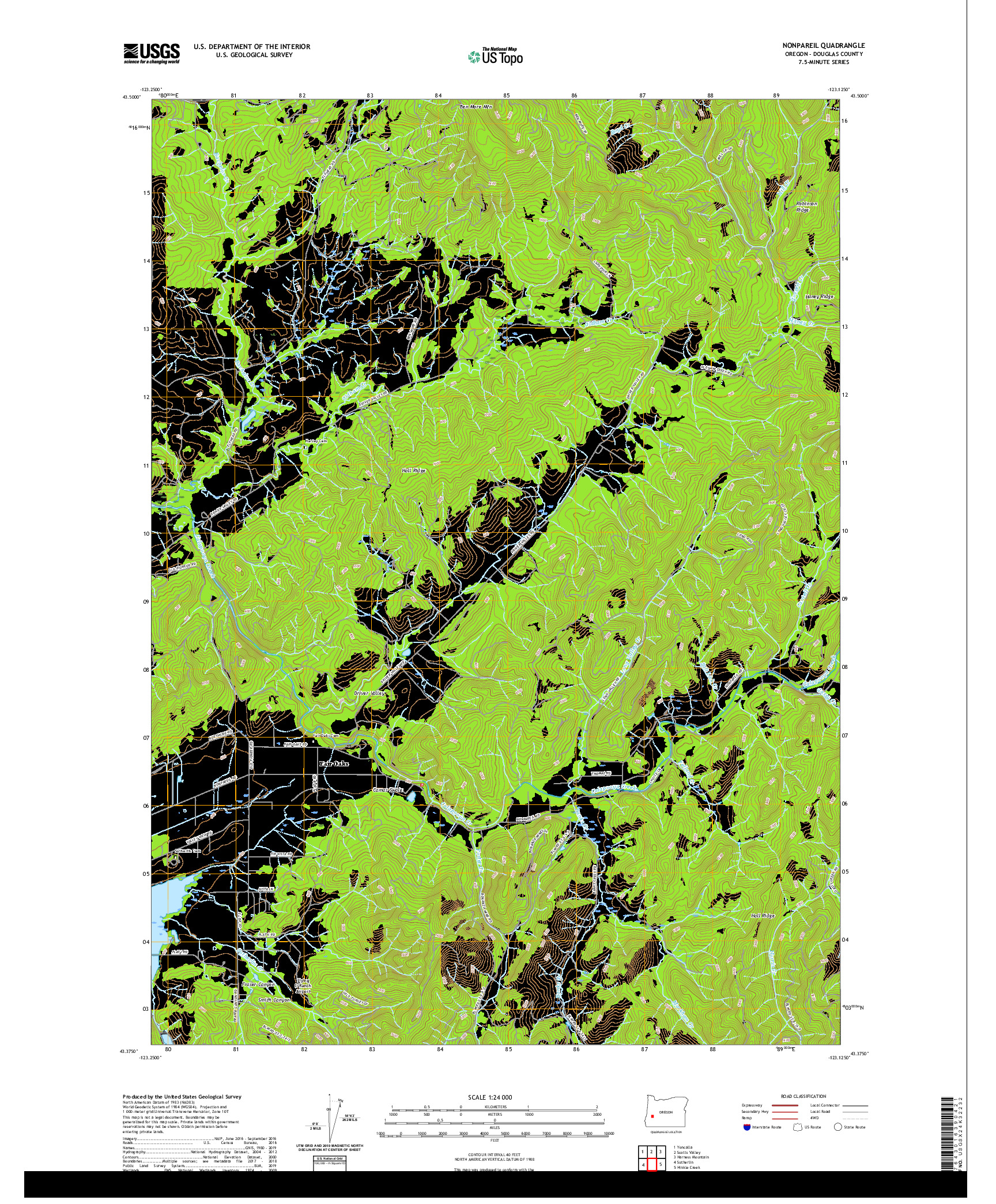 USGS US TOPO 7.5-MINUTE MAP FOR NONPAREIL, OR 2020