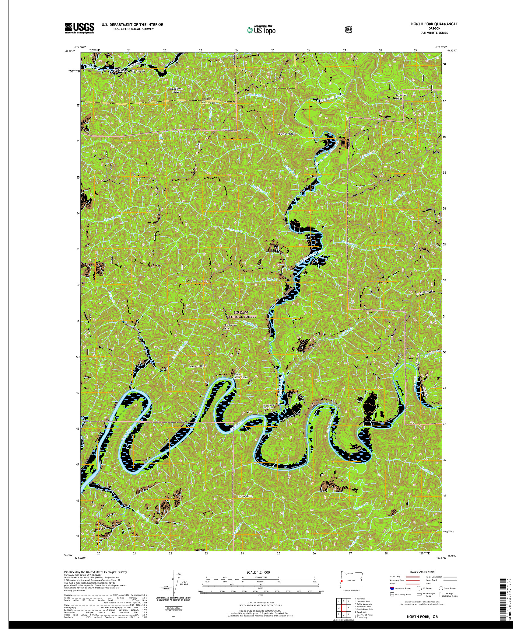 USGS US TOPO 7.5-MINUTE MAP FOR NORTH FORK, OR 2020