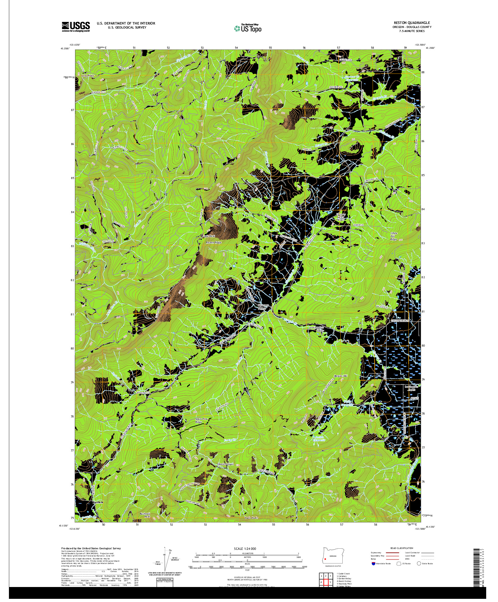 USGS US TOPO 7.5-MINUTE MAP FOR RESTON, OR 2020