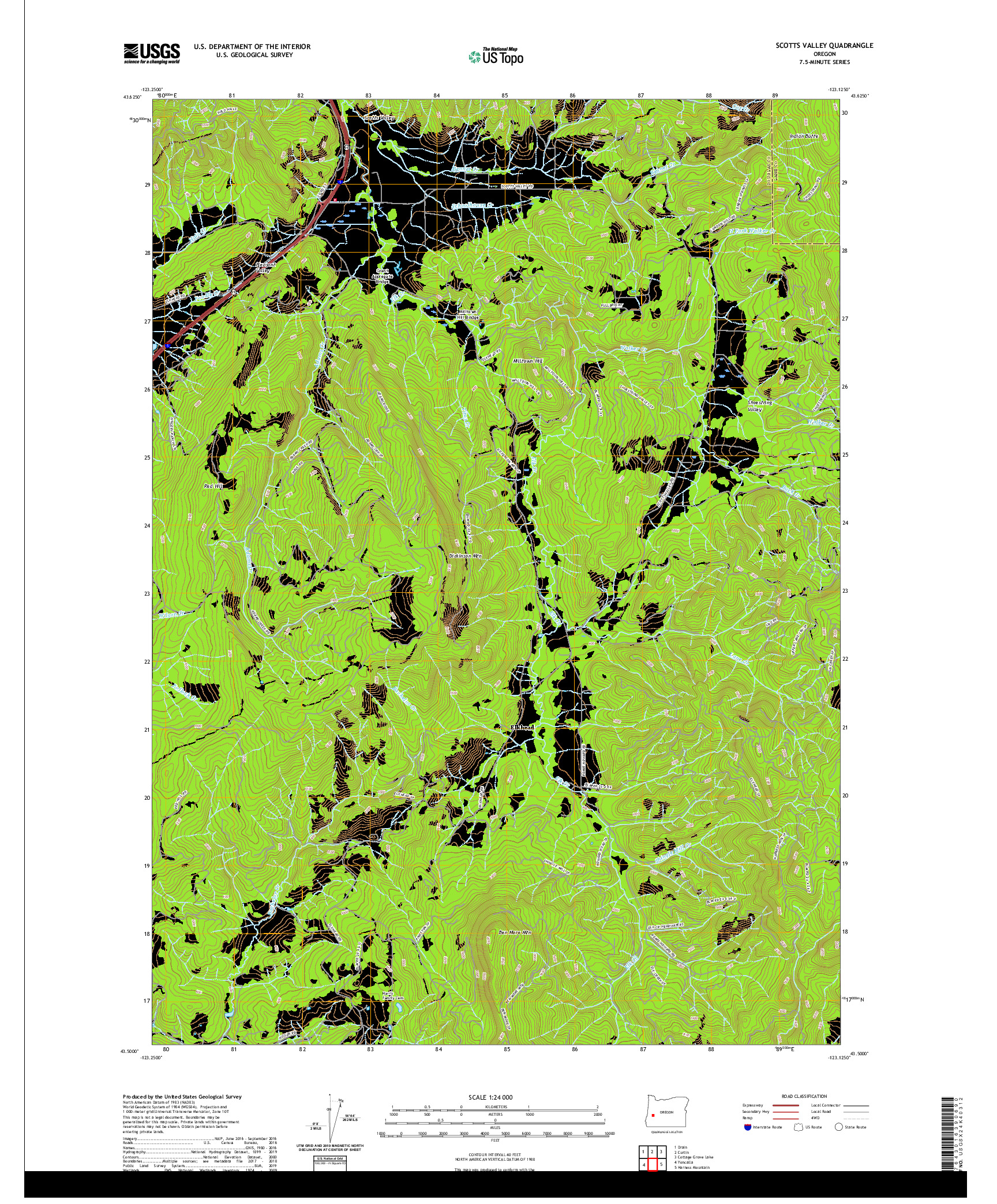 USGS US TOPO 7.5-MINUTE MAP FOR SCOTTS VALLEY, OR 2020