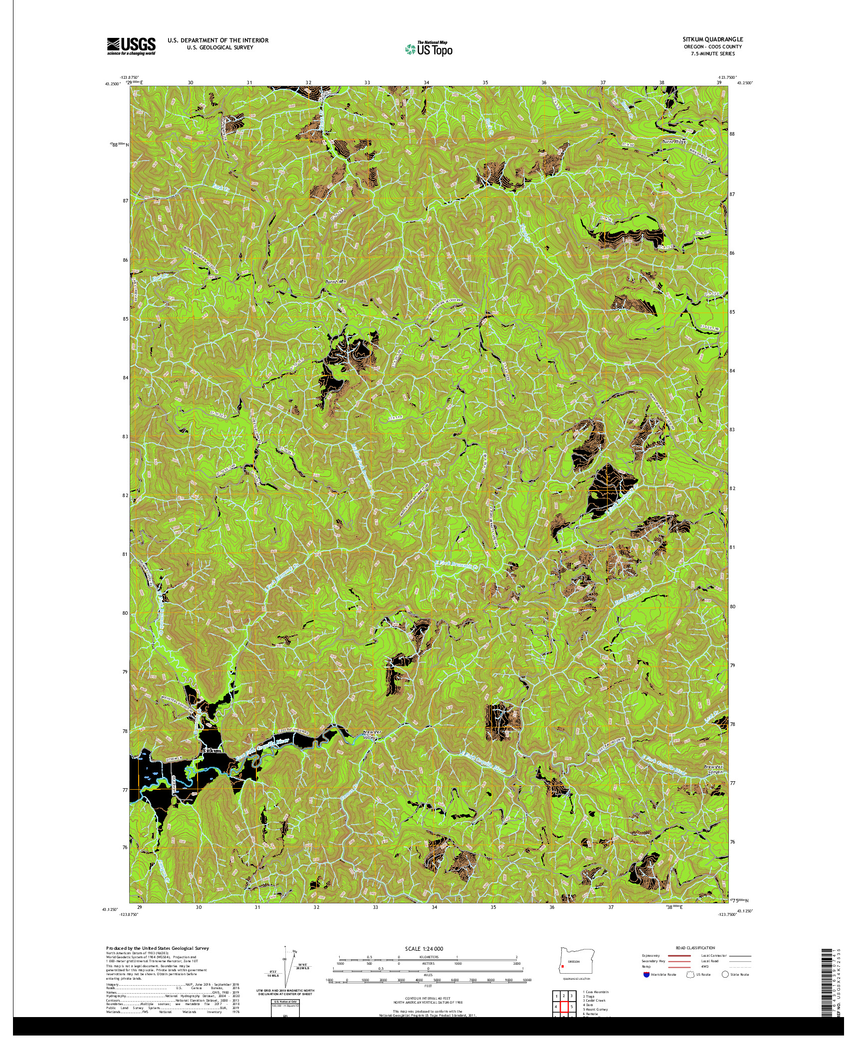 USGS US TOPO 7.5-MINUTE MAP FOR SITKUM, OR 2020