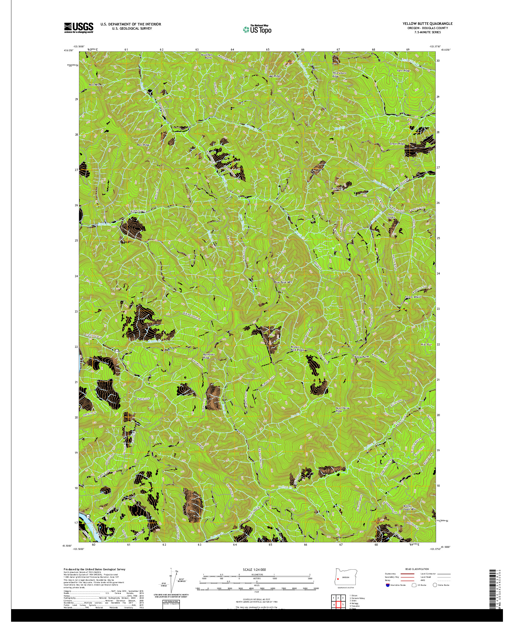 USGS US TOPO 7.5-MINUTE MAP FOR YELLOW BUTTE, OR 2020