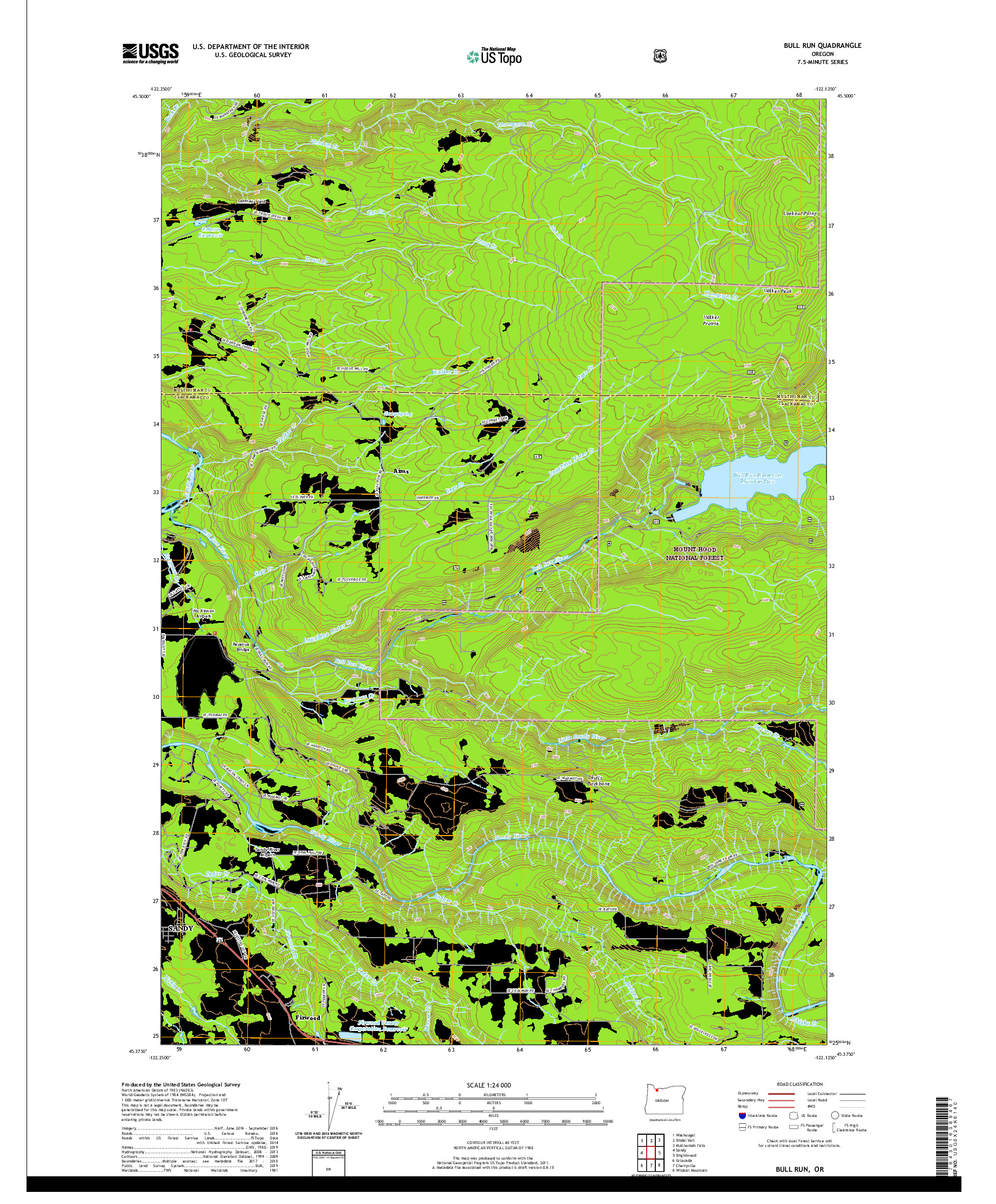 USGS US TOPO 7.5-MINUTE MAP FOR BULL RUN, OR 2020