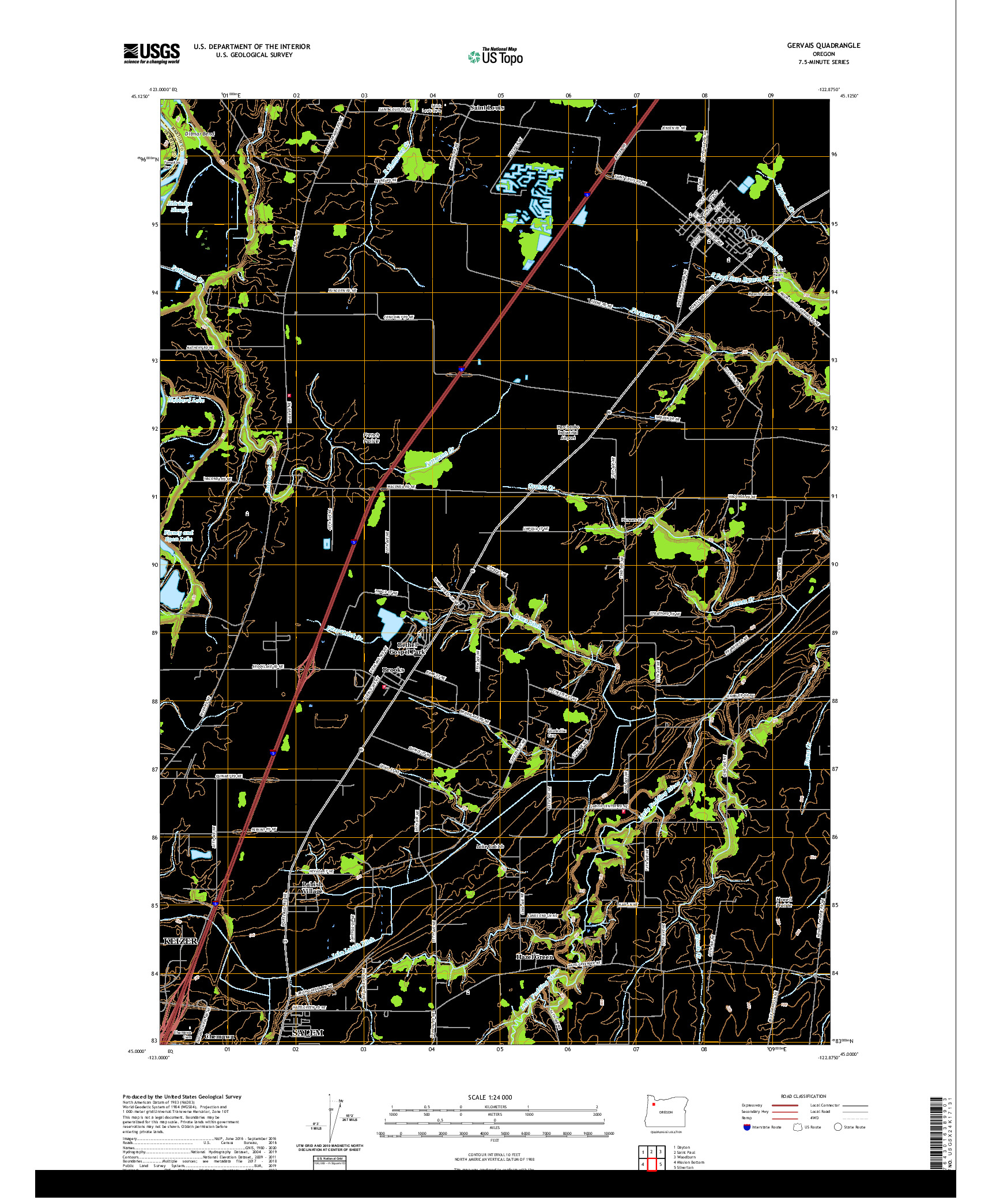 USGS US TOPO 7.5-MINUTE MAP FOR GERVAIS, OR 2020