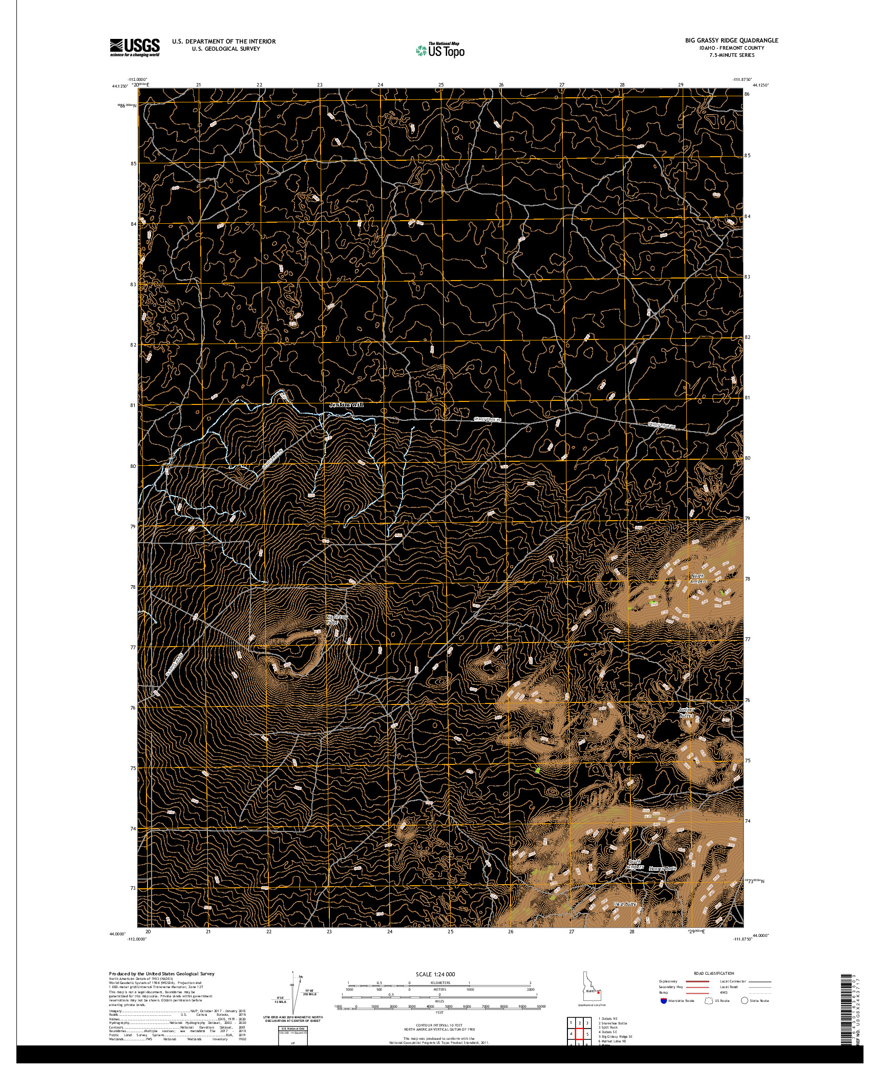 USGS US TOPO 7.5-MINUTE MAP FOR BIG GRASSY RIDGE, ID 2020