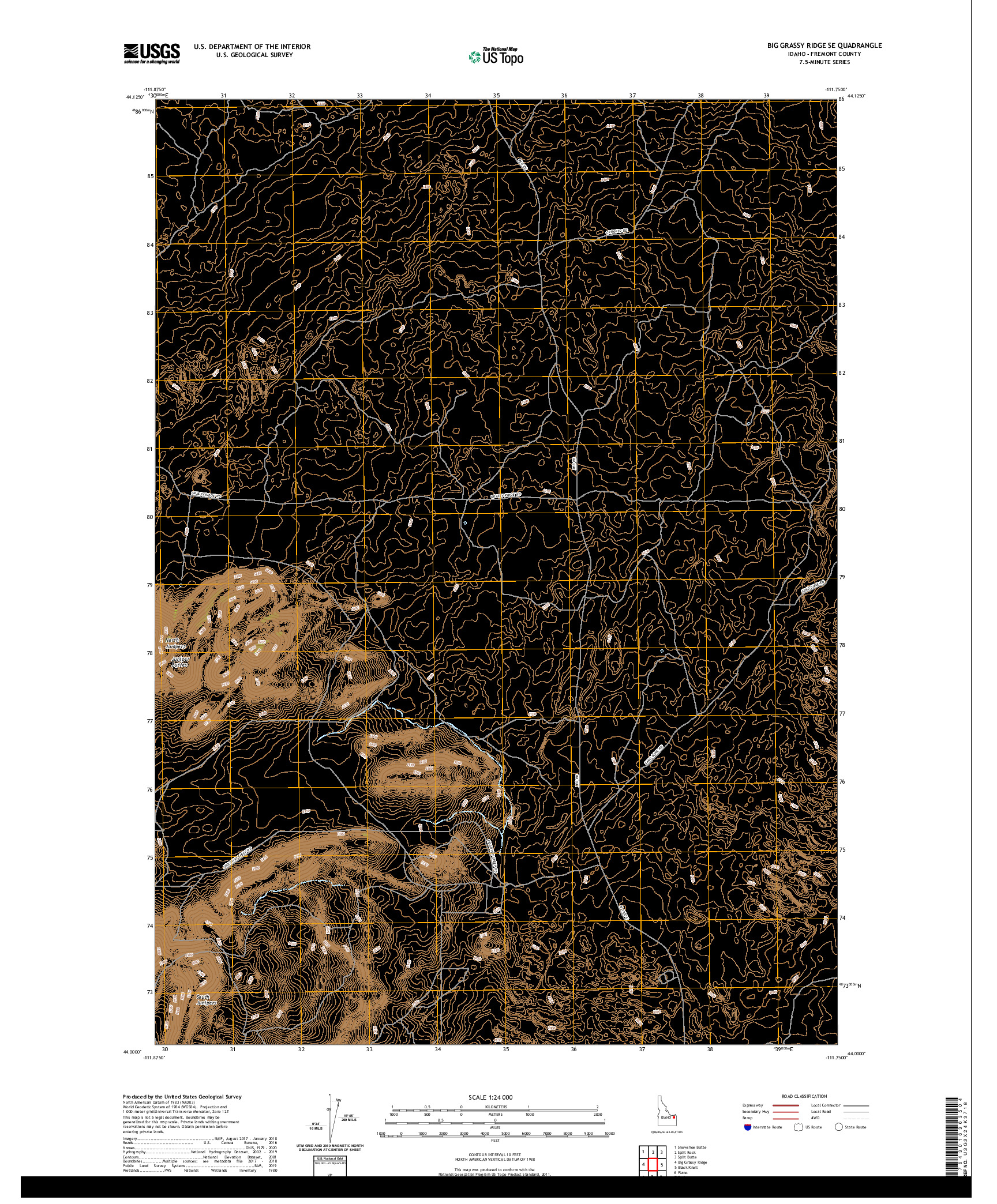 USGS US TOPO 7.5-MINUTE MAP FOR BIG GRASSY RIDGE SE, ID 2020