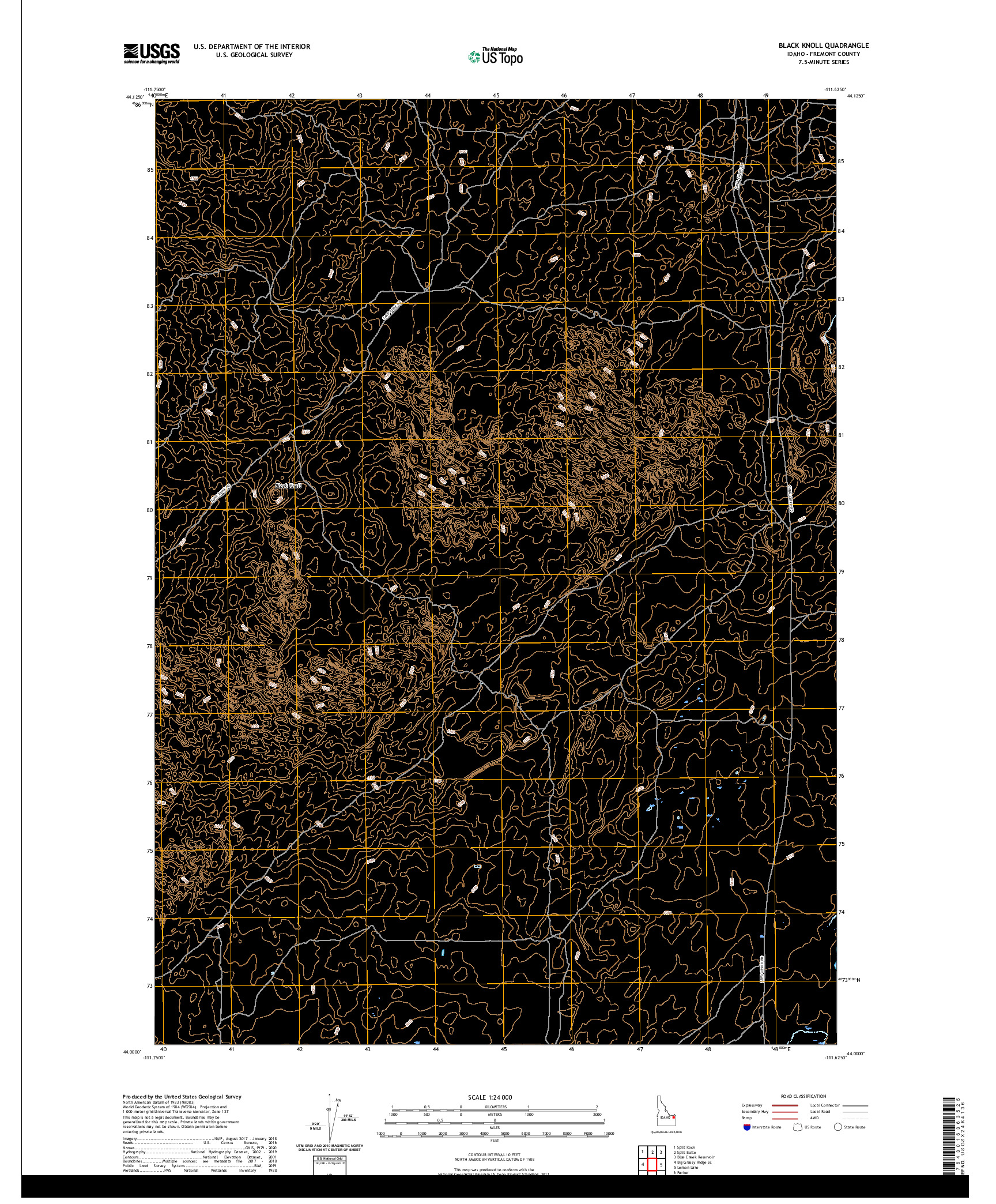 USGS US TOPO 7.5-MINUTE MAP FOR BLACK KNOLL, ID 2020