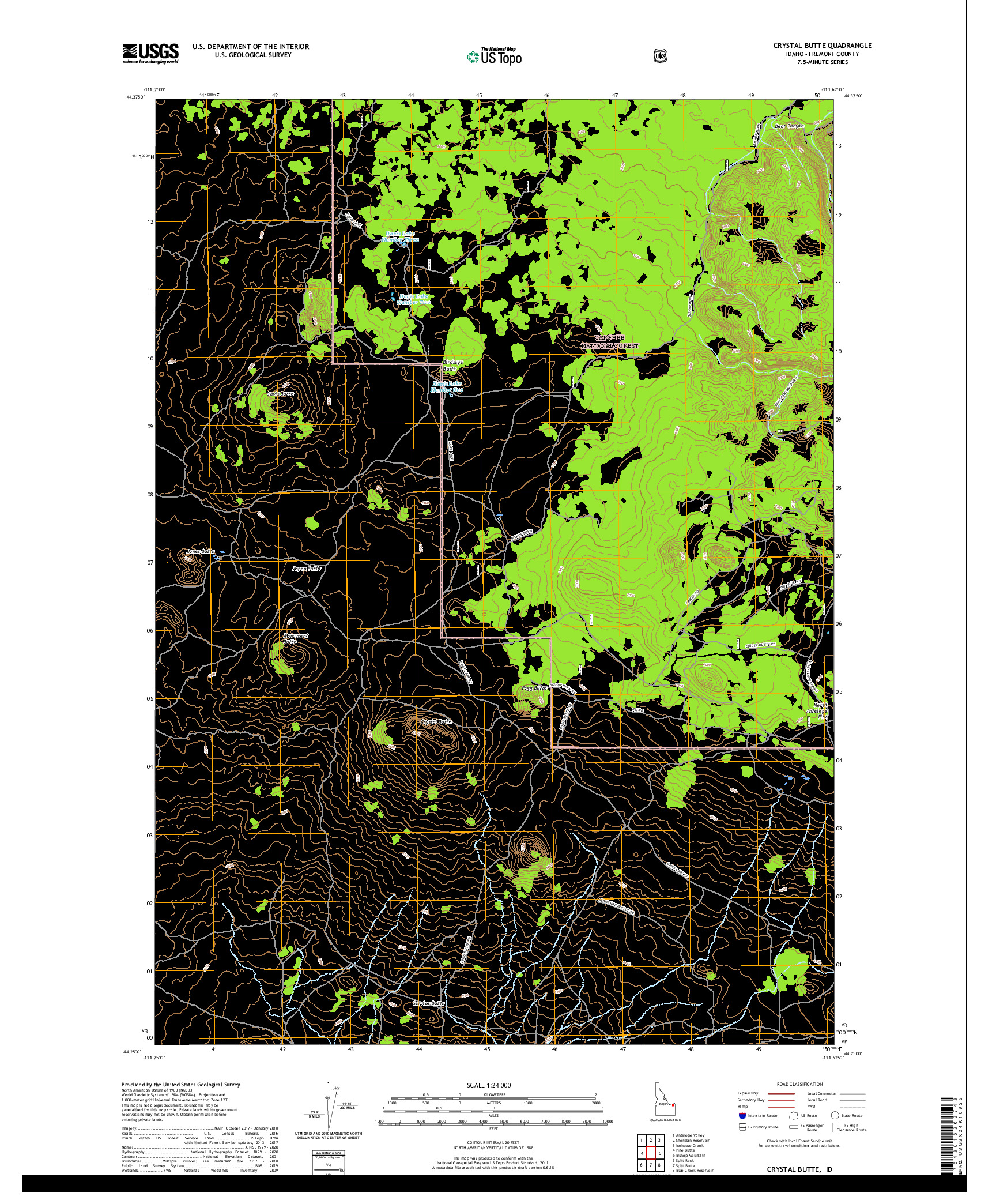 USGS US TOPO 7.5-MINUTE MAP FOR CRYSTAL BUTTE, ID 2020