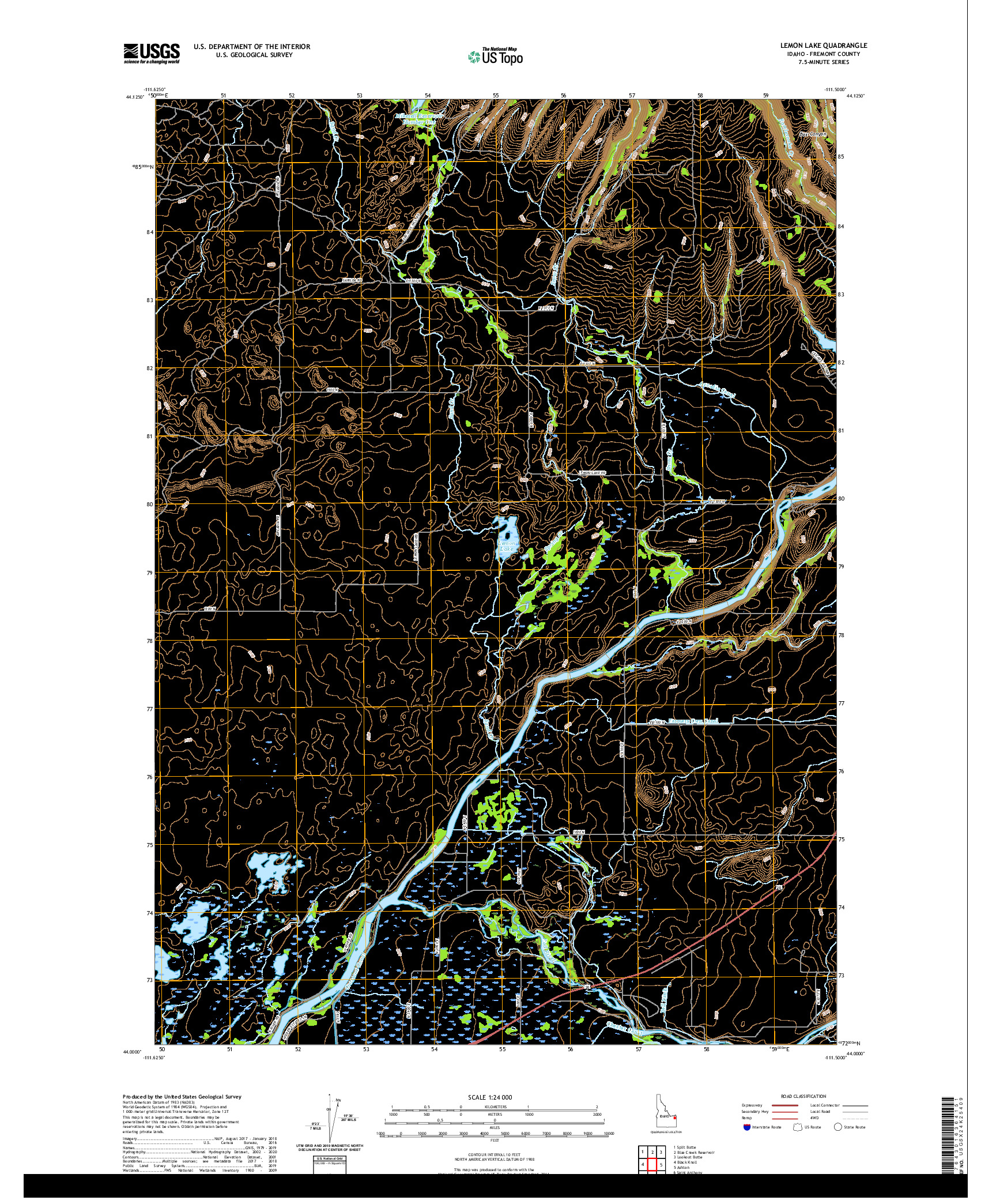 USGS US TOPO 7.5-MINUTE MAP FOR LEMON LAKE, ID 2020