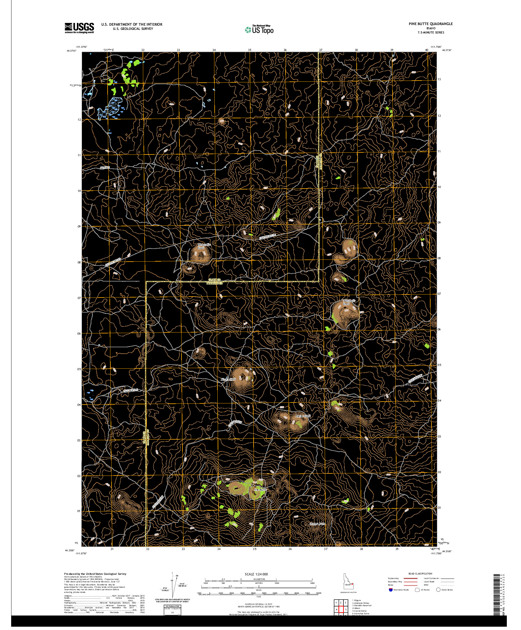 USGS US TOPO 7.5-MINUTE MAP FOR PINE BUTTE, ID 2020