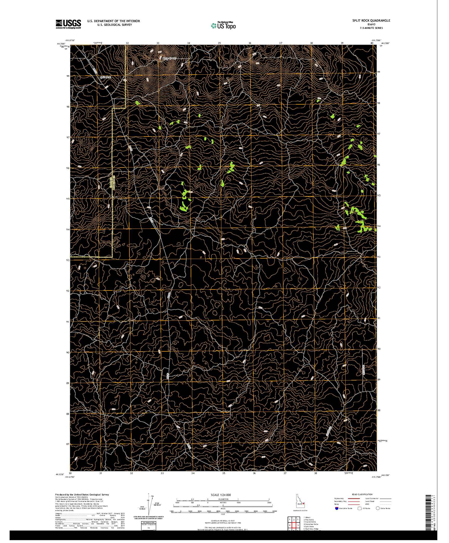 USGS US TOPO 7.5-MINUTE MAP FOR SPLIT ROCK, ID 2020