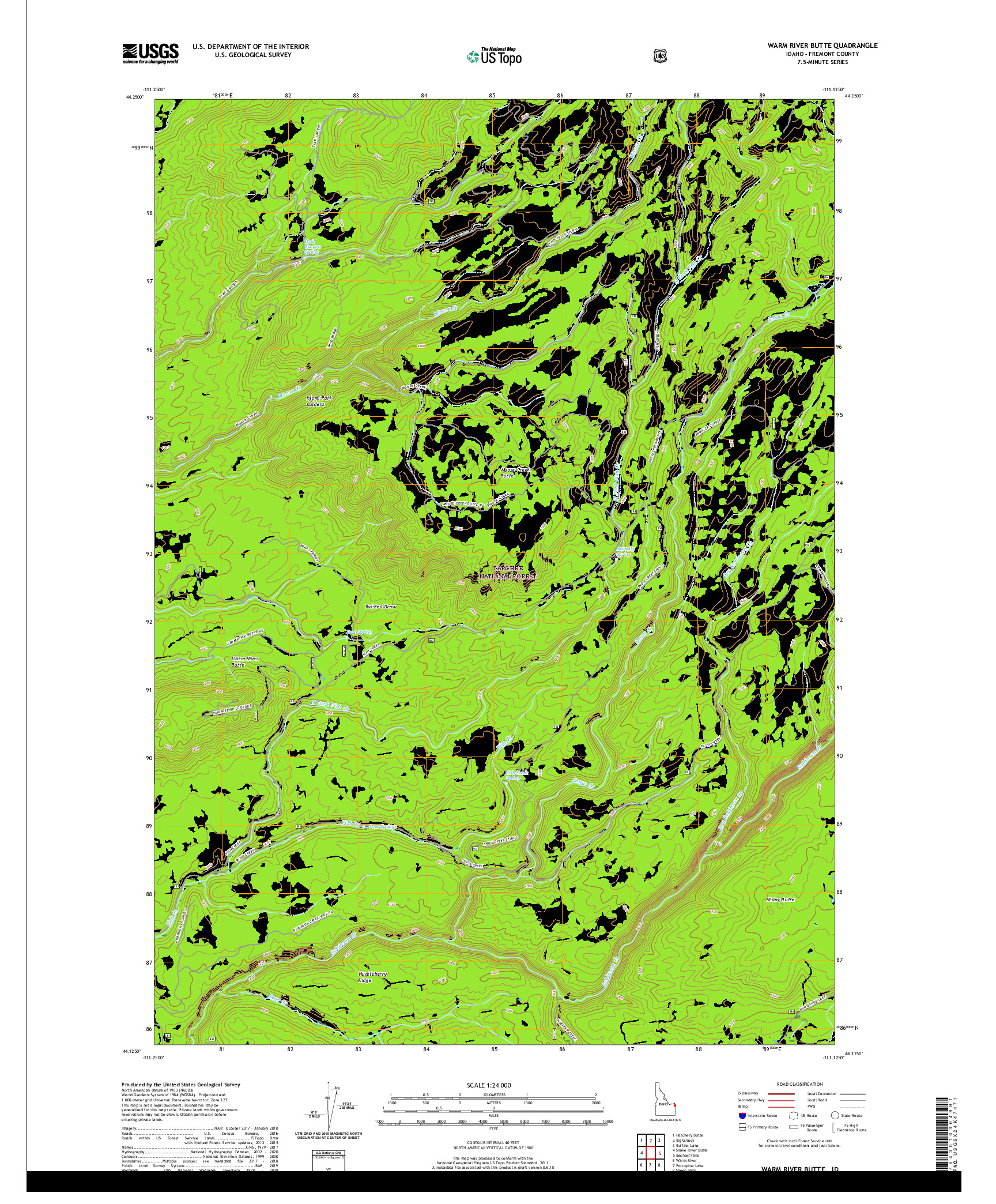 USGS US TOPO 7.5-MINUTE MAP FOR WARM RIVER BUTTE, ID 2020