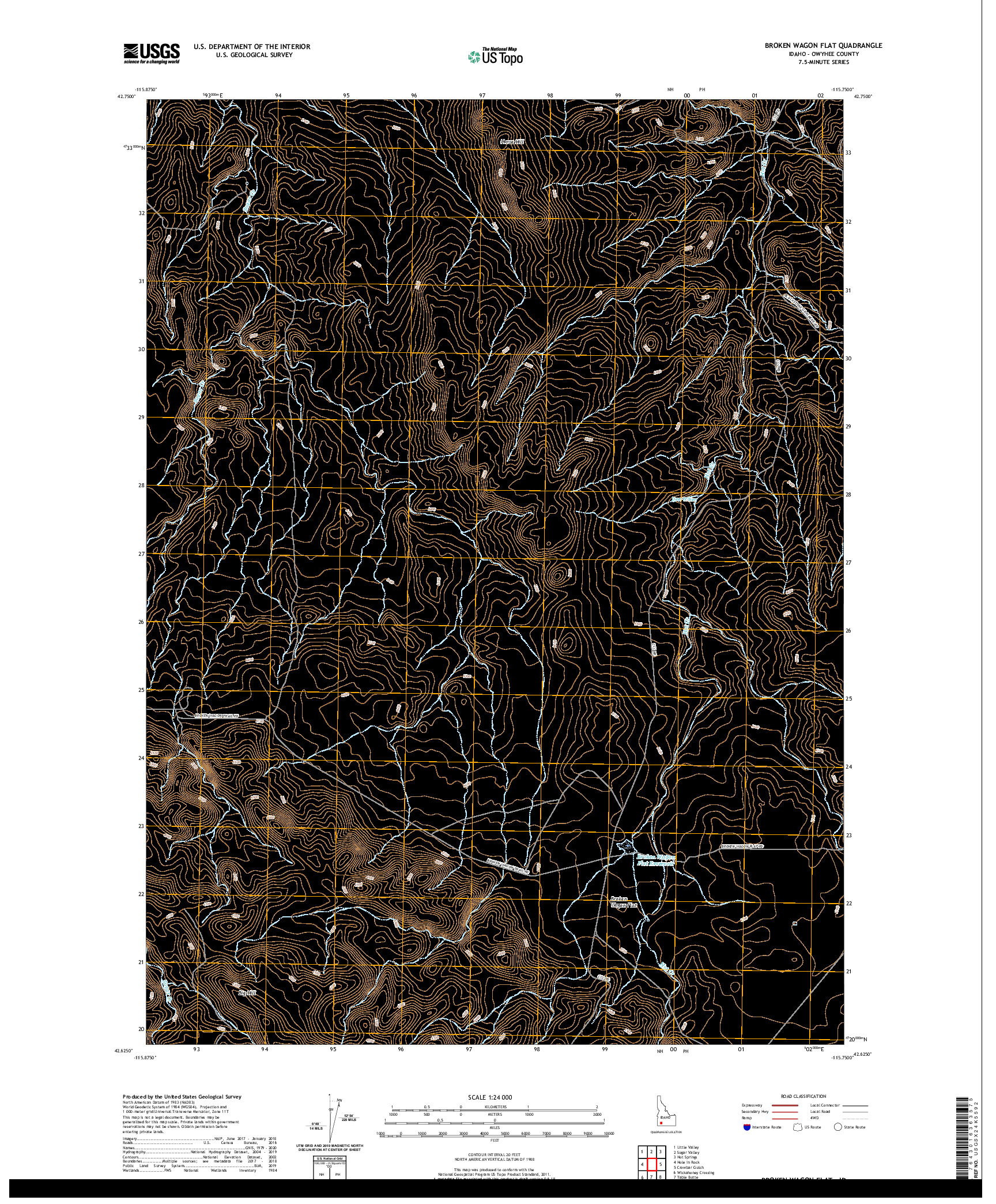 USGS US TOPO 7.5-MINUTE MAP FOR BROKEN WAGON FLAT, ID 2020