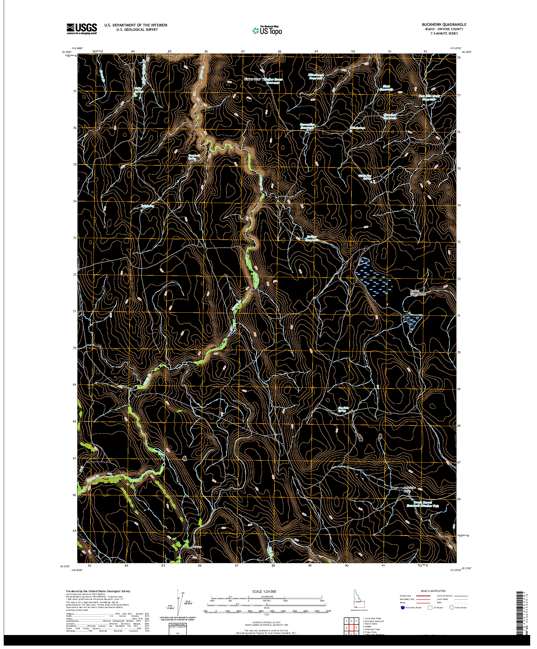 USGS US TOPO 7.5-MINUTE MAP FOR BUCKHORN, ID 2020