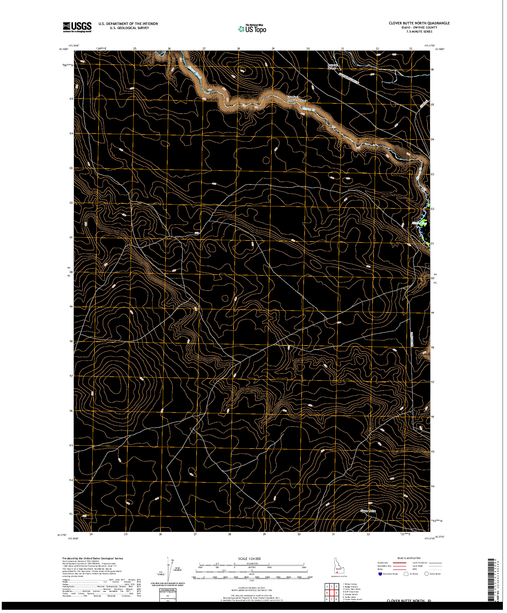 USGS US TOPO 7.5-MINUTE MAP FOR CLOVER BUTTE NORTH, ID 2020