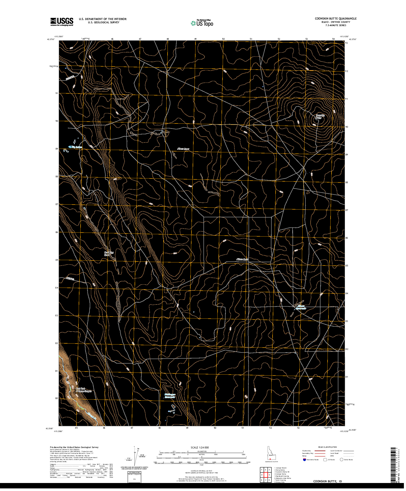 USGS US TOPO 7.5-MINUTE MAP FOR COONSKIN BUTTE, ID 2020