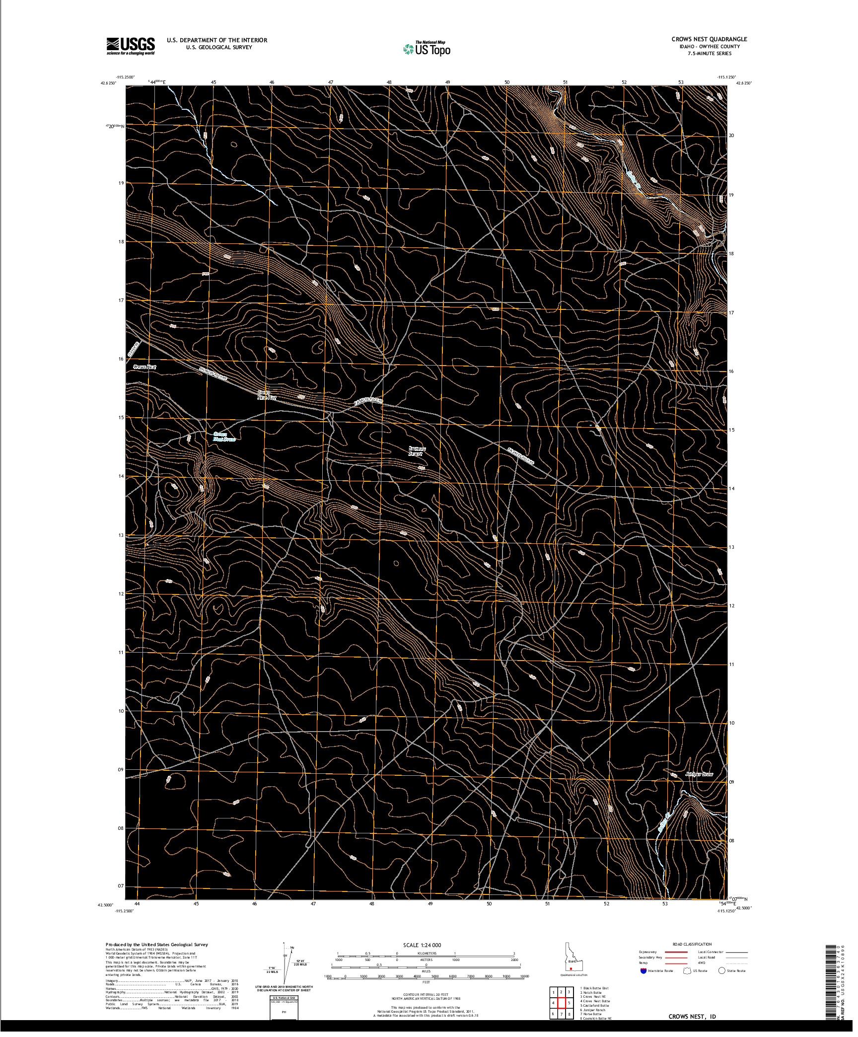 USGS US TOPO 7.5-MINUTE MAP FOR CROWS NEST, ID 2020