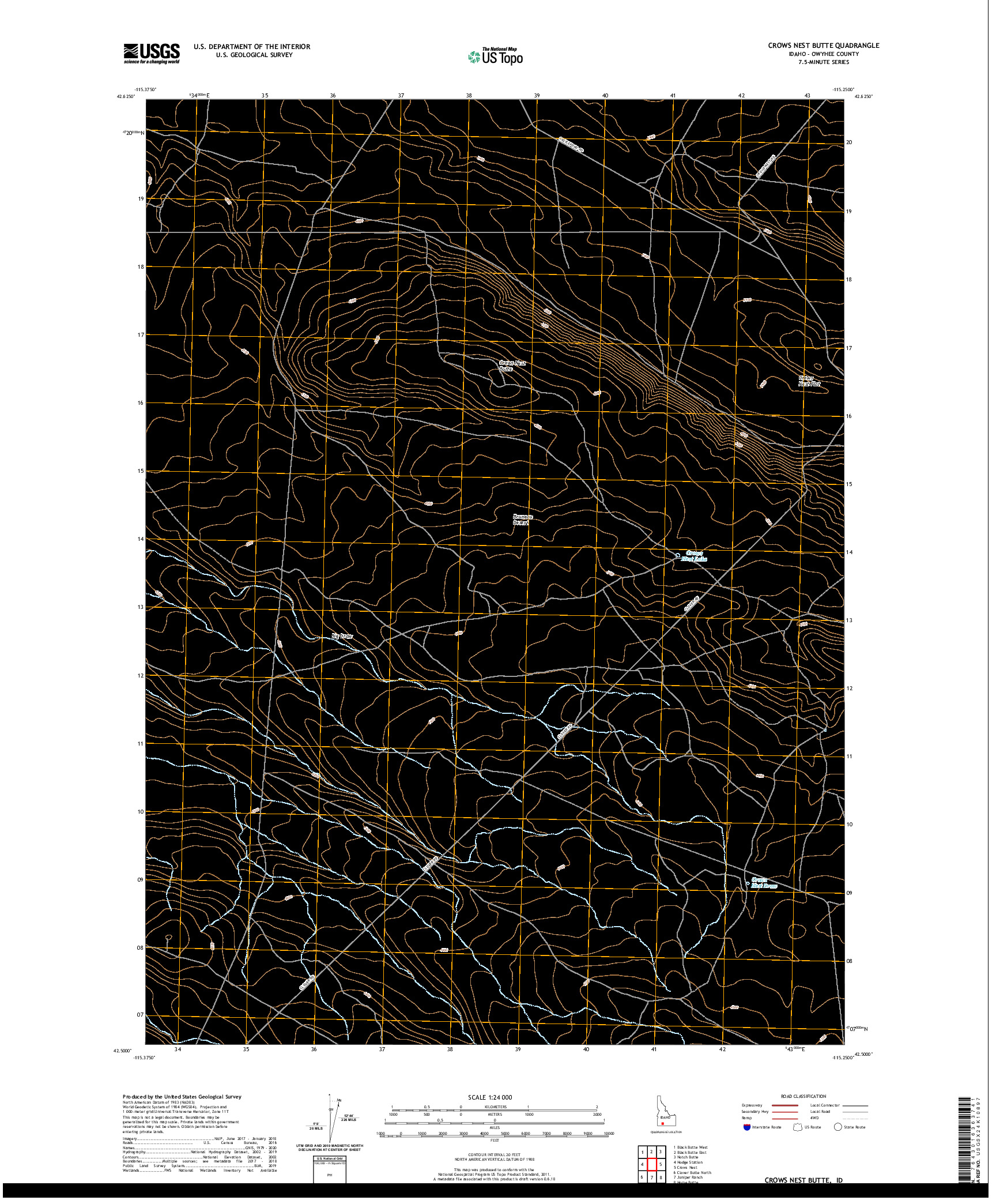 USGS US TOPO 7.5-MINUTE MAP FOR CROWS NEST BUTTE, ID 2020