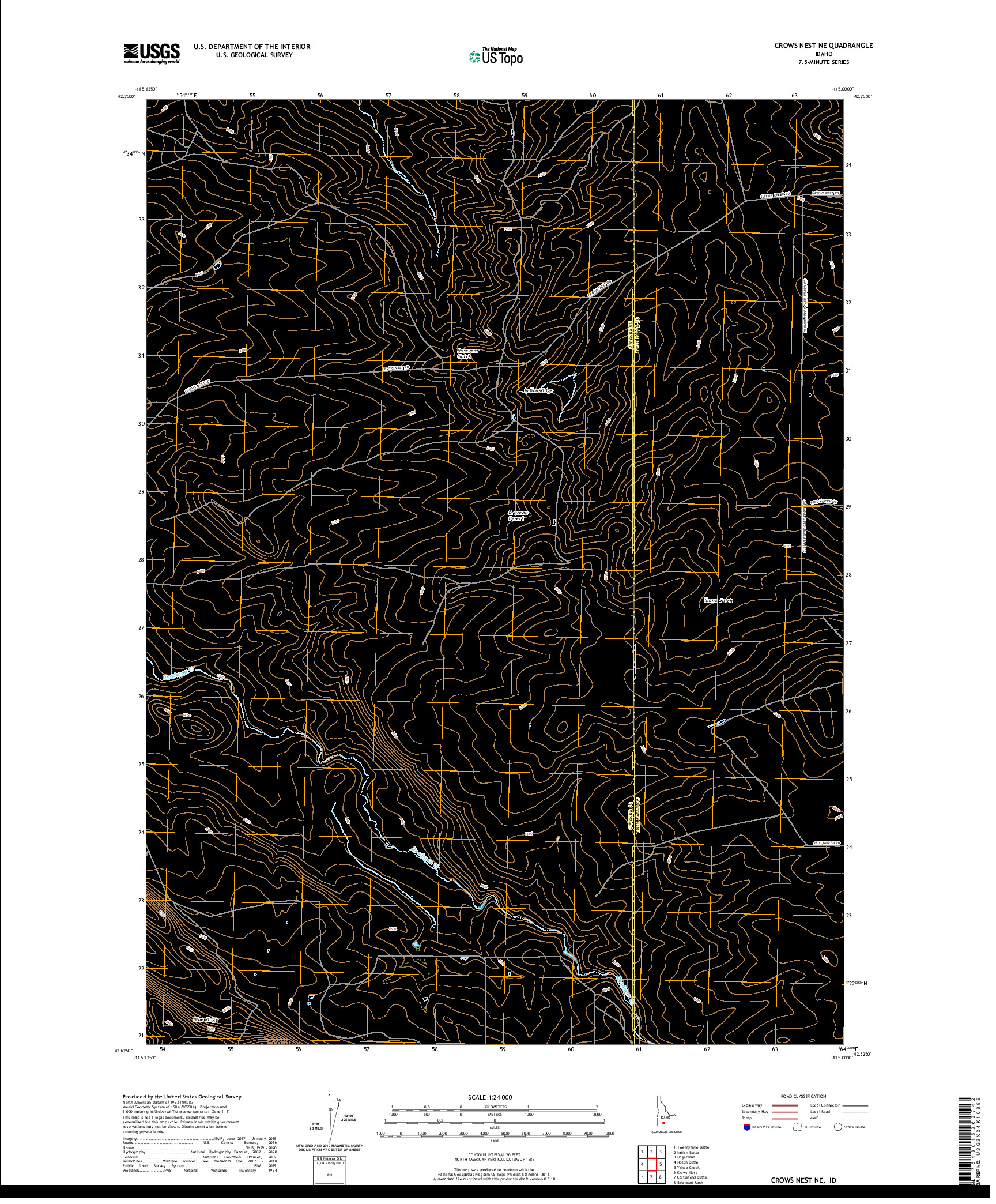 USGS US TOPO 7.5-MINUTE MAP FOR CROWS NEST NE, ID 2020