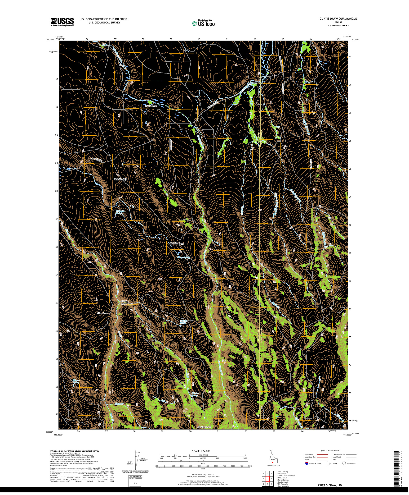 USGS US TOPO 7.5-MINUTE MAP FOR CURTIS DRAW, ID 2020