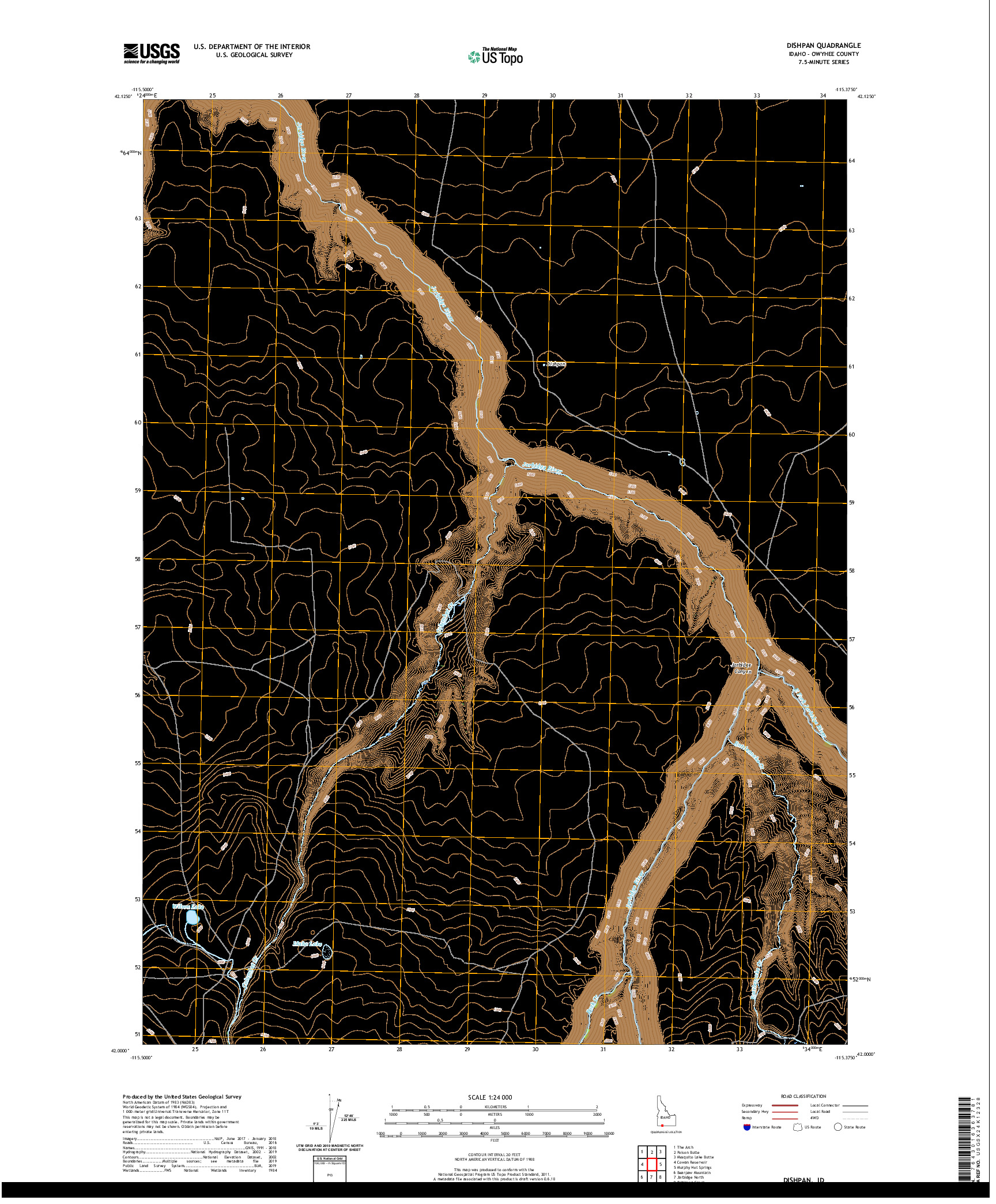 USGS US TOPO 7.5-MINUTE MAP FOR DISHPAN, ID 2020