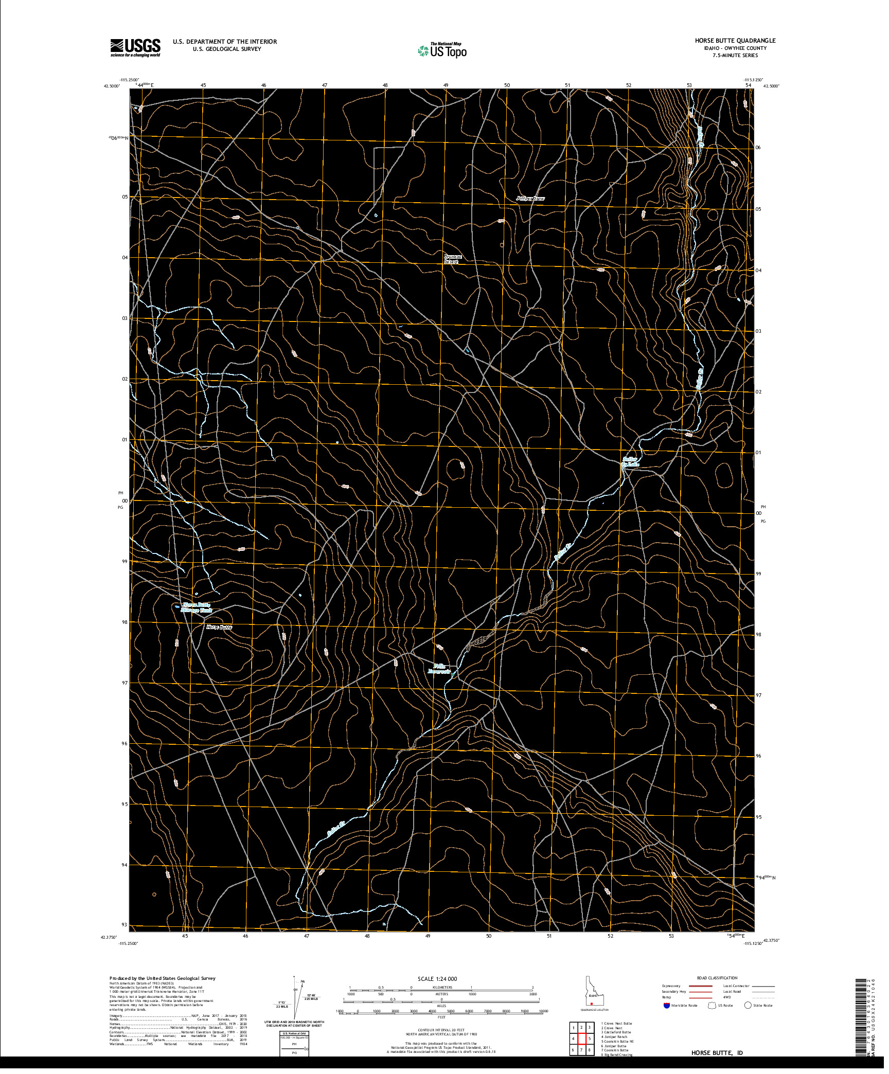 USGS US TOPO 7.5-MINUTE MAP FOR HORSE BUTTE, ID 2020