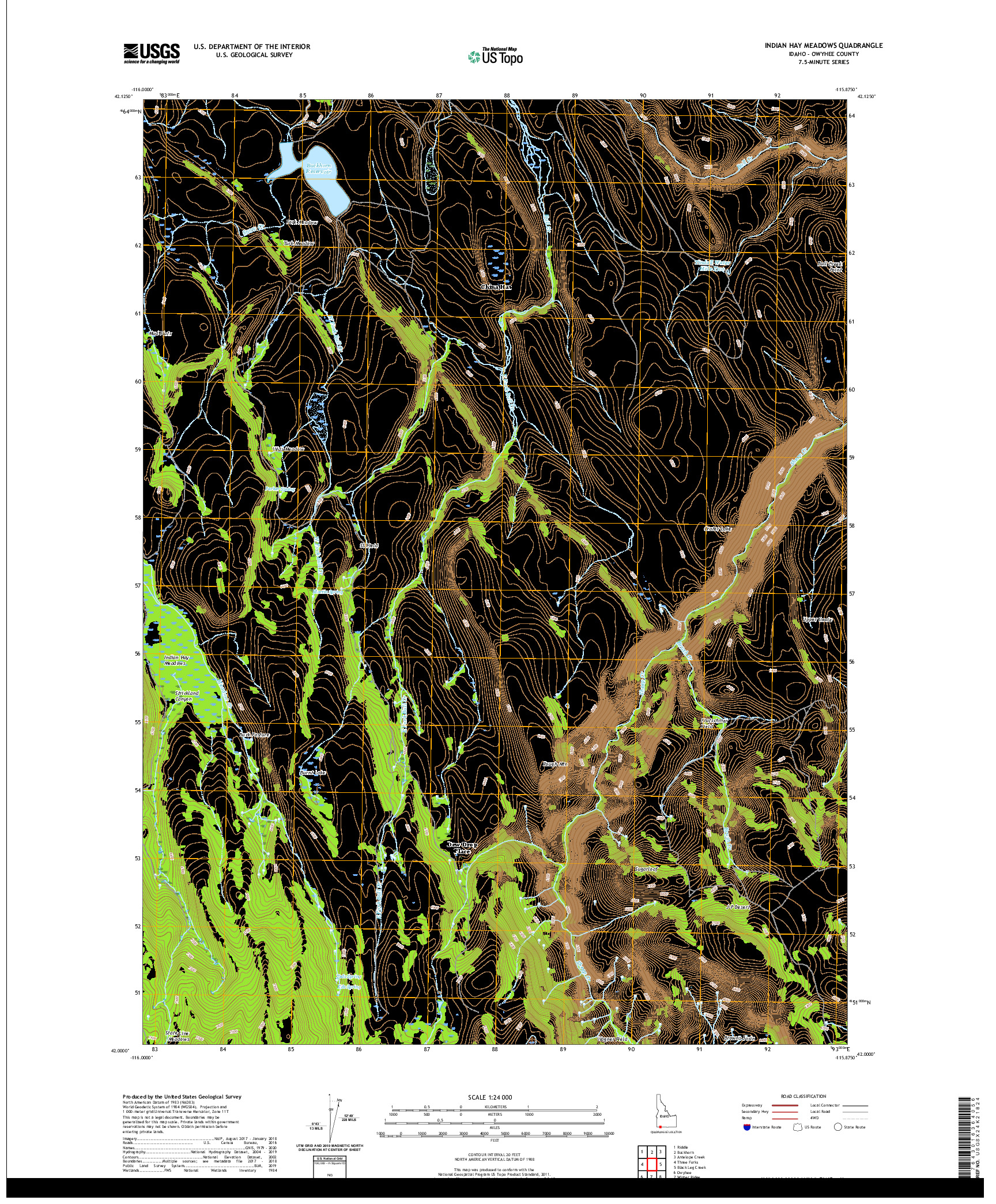 USGS US TOPO 7.5-MINUTE MAP FOR INDIAN HAY MEADOWS, ID 2020