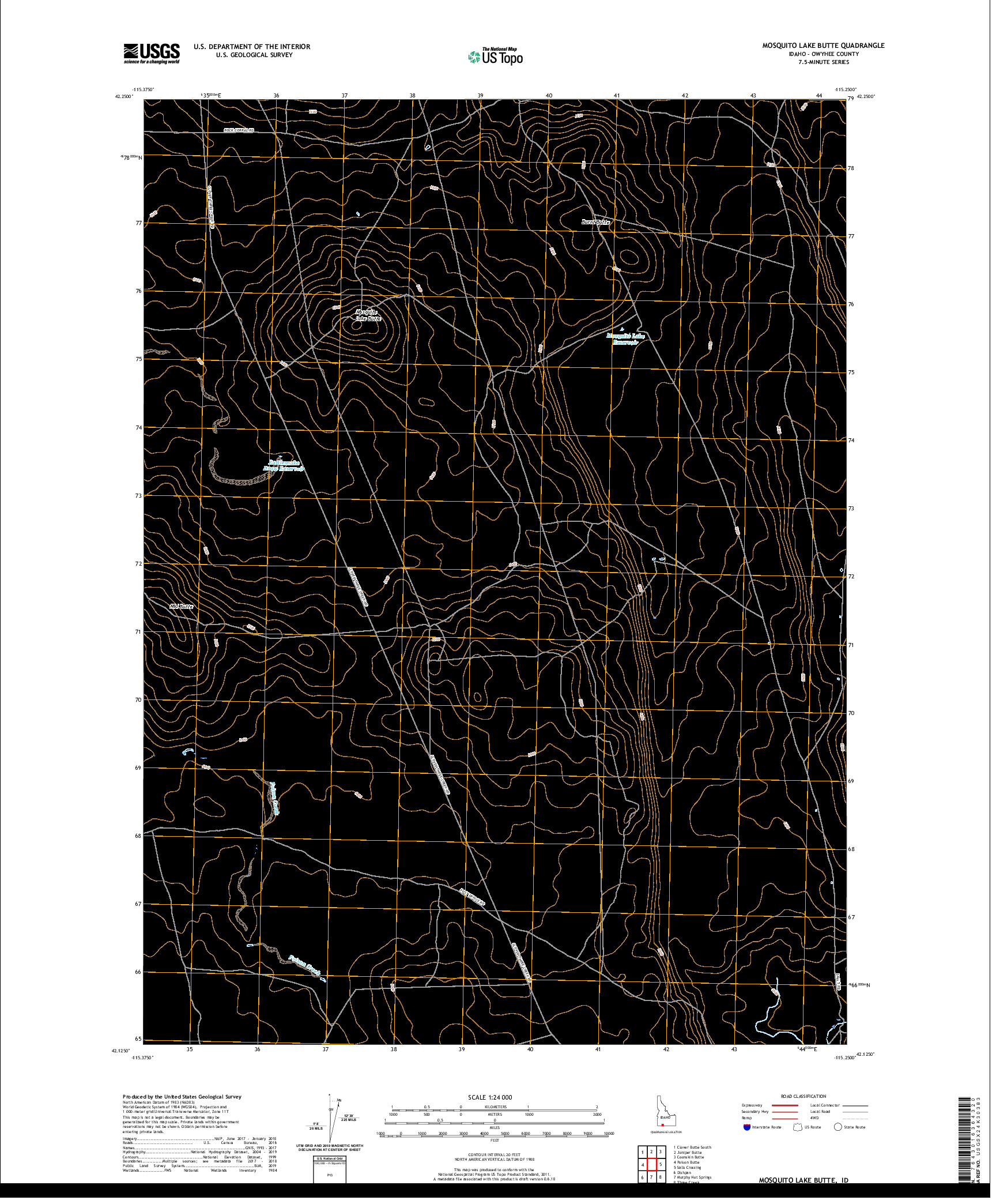 USGS US TOPO 7.5-MINUTE MAP FOR MOSQUITO LAKE BUTTE, ID 2020