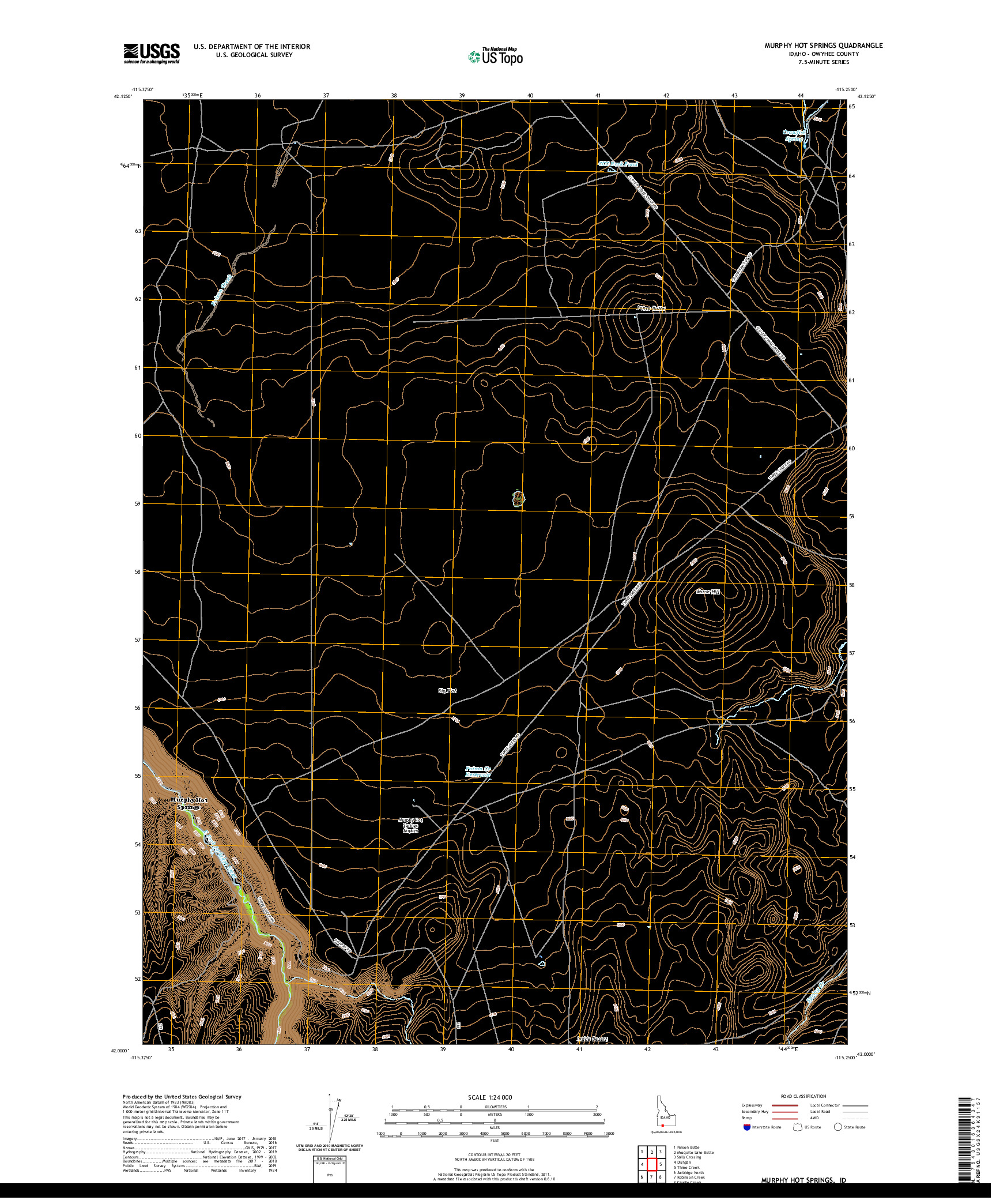 USGS US TOPO 7.5-MINUTE MAP FOR MURPHY HOT SPRINGS, ID 2020